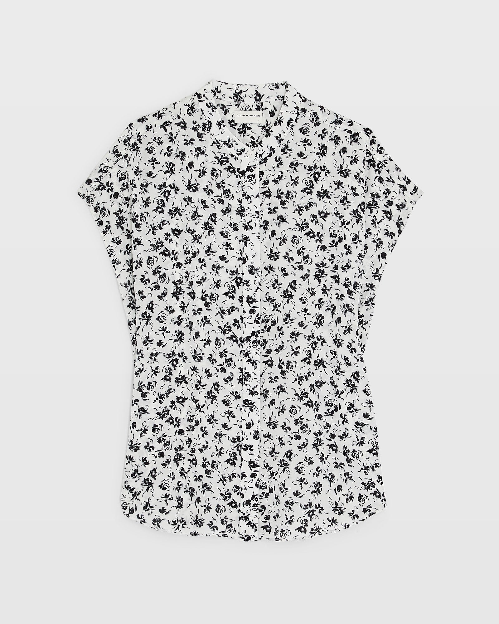 CLUB MONACO - Chemise en soie avec patte avant - Blanc-noir