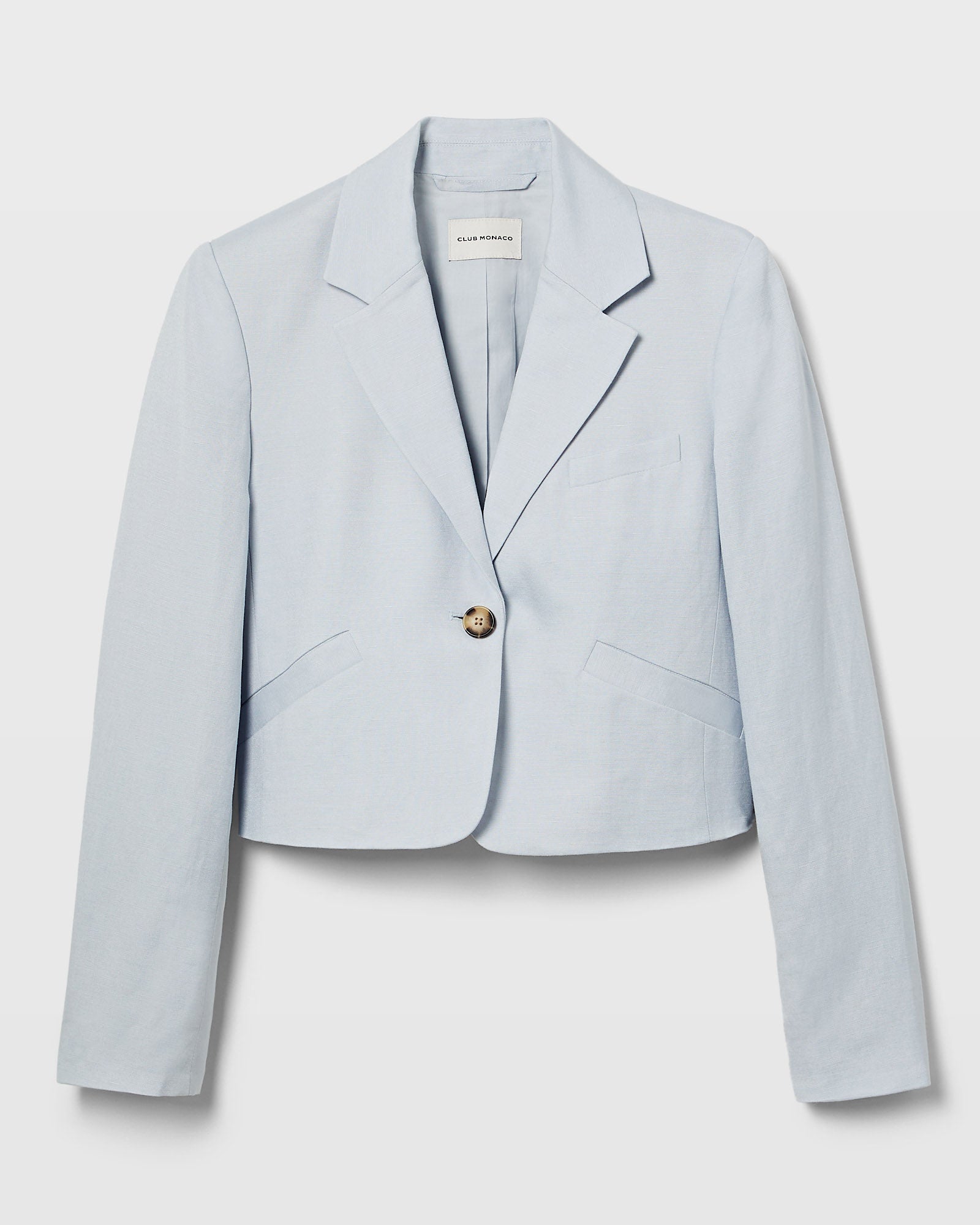 CLUB MONACO - Blazer court en mélange de lin - Bleu Ardoise