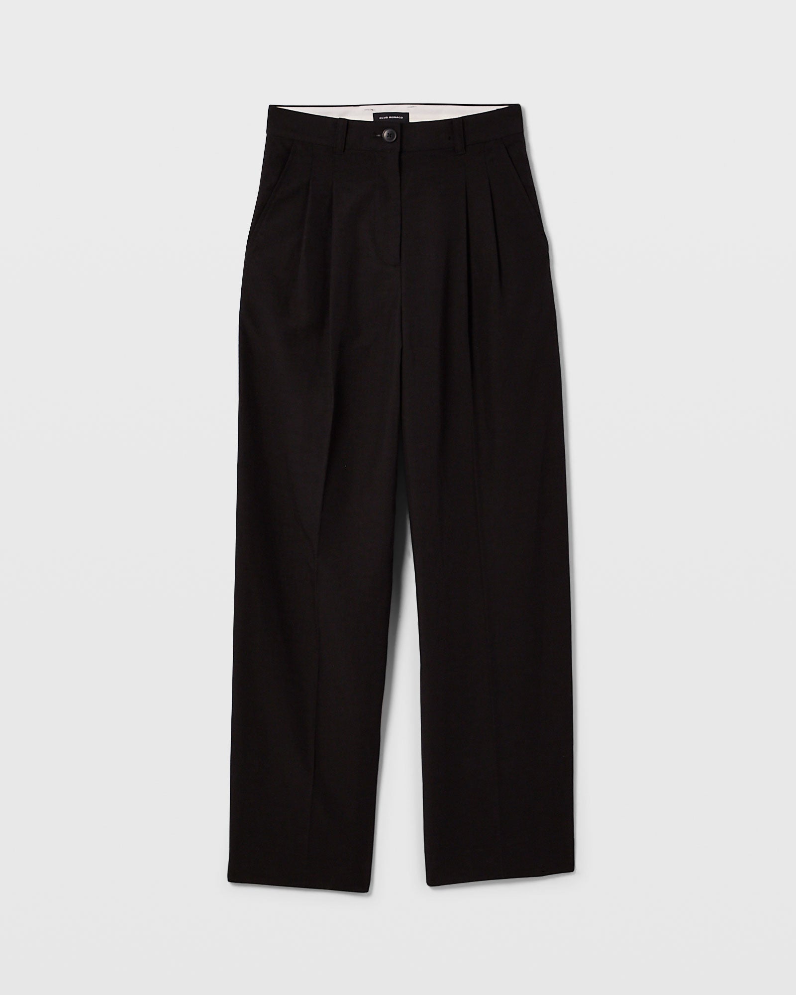 CLUB MONACO - High Rise Pleated Trouser - Soot Black