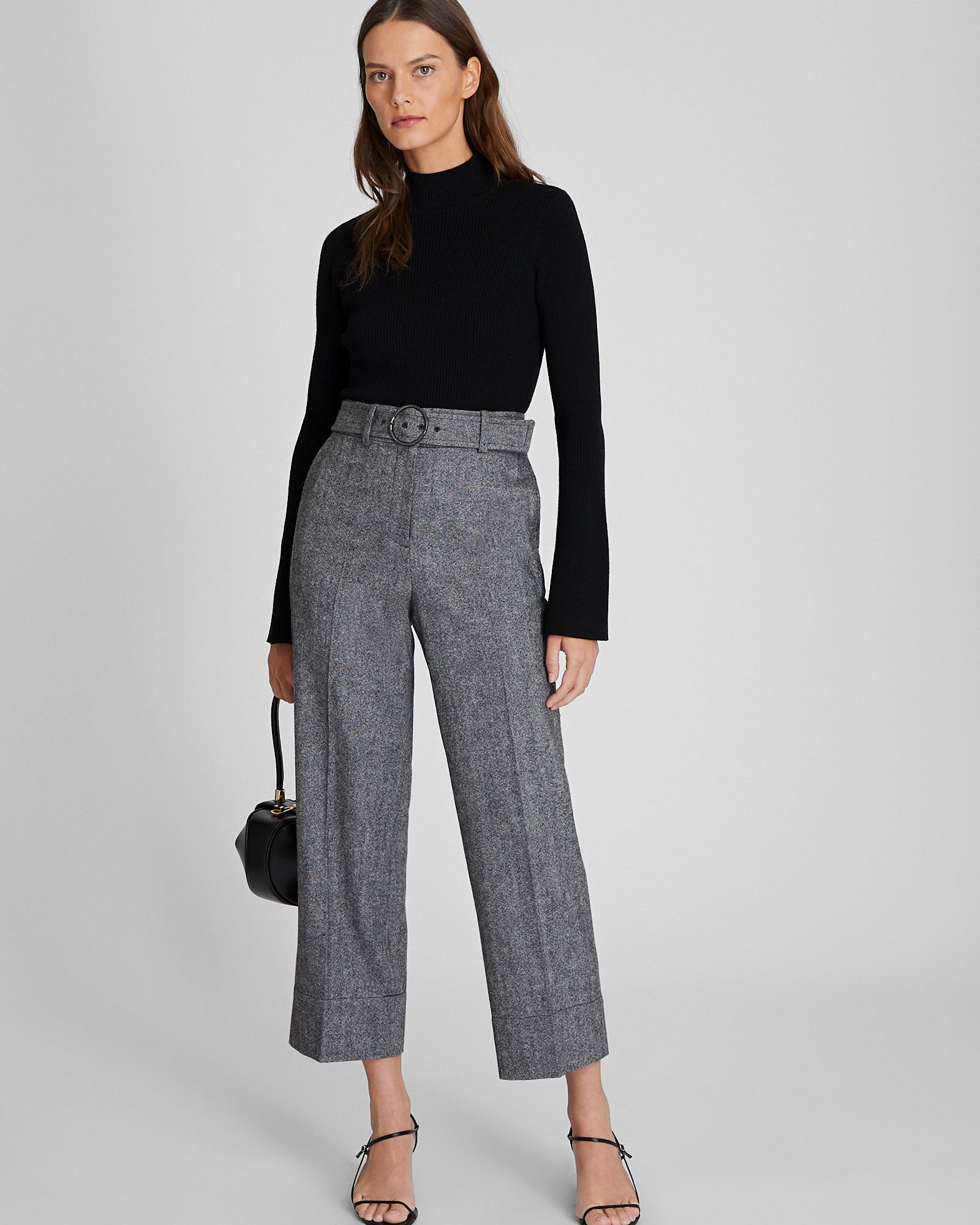 CLUB MONACO - Textured Enamel Ring Pant - Black Cream