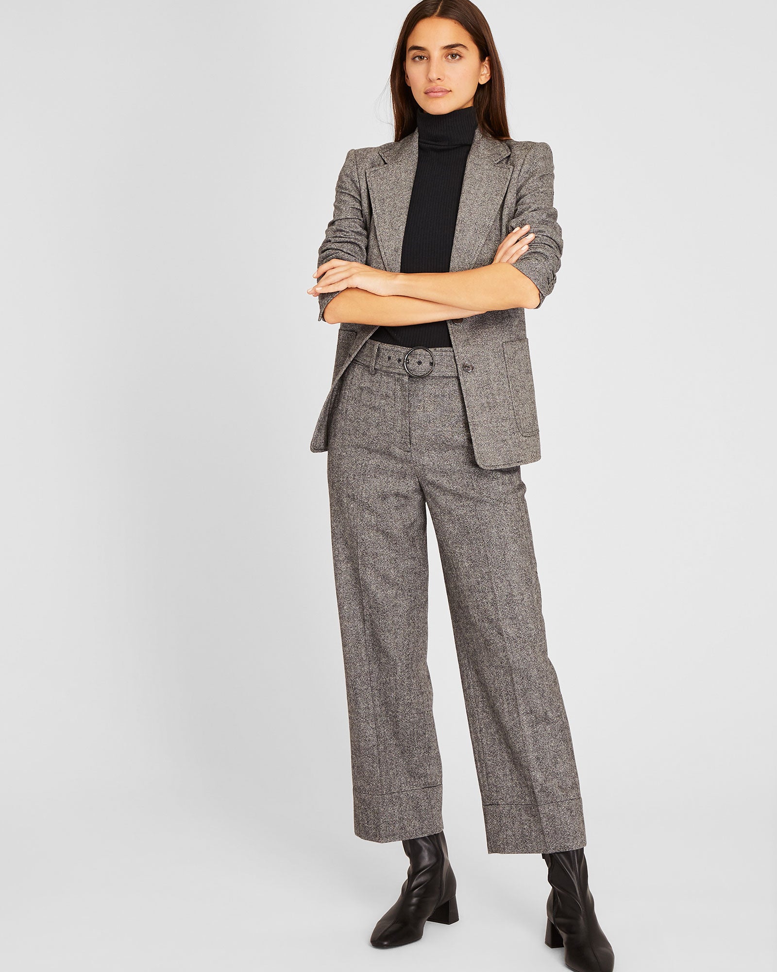 CLUB MONACO - Textured Enamel Ring Pant - Black Cream