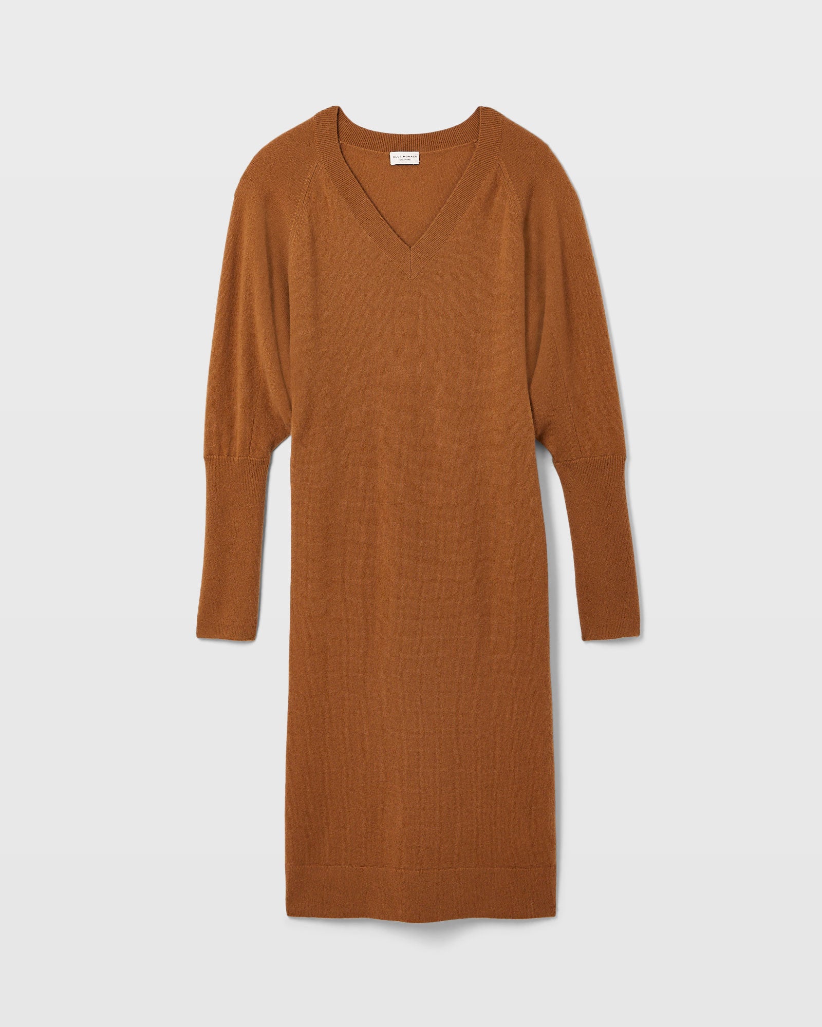 CLUB MONACO - Robe à col en V en cachemire - Chameau