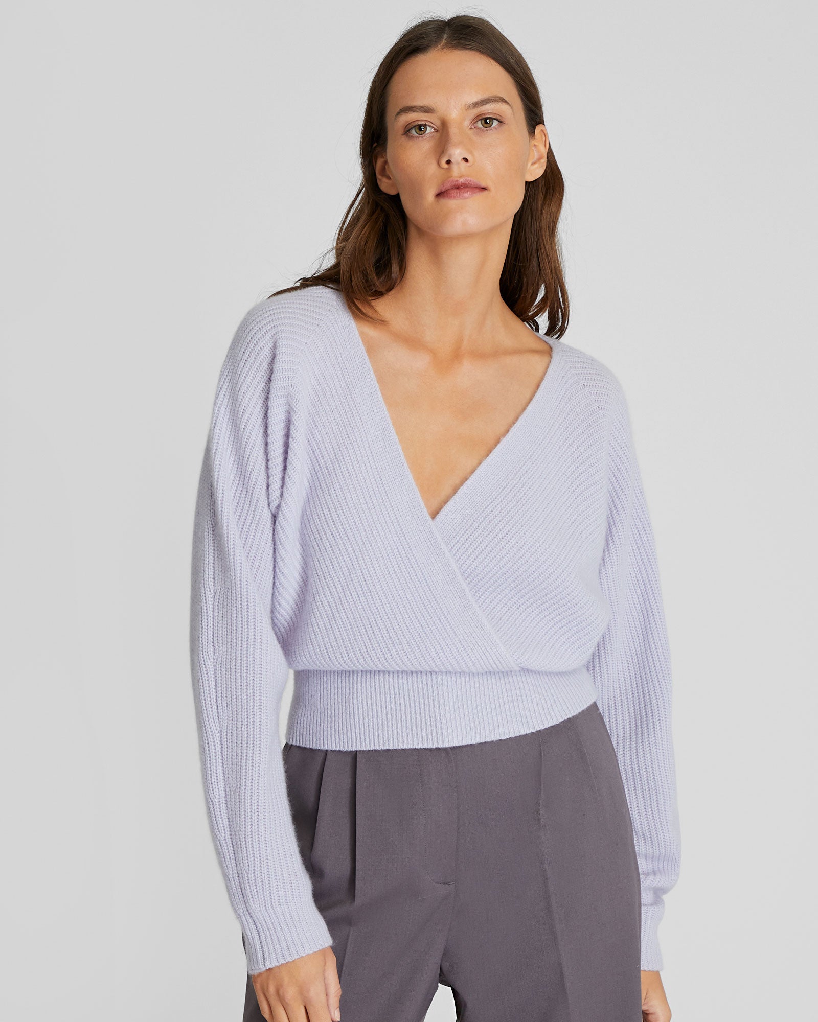 CLUB MONACO - Cashmere Cross Front Sweater - Light Purple