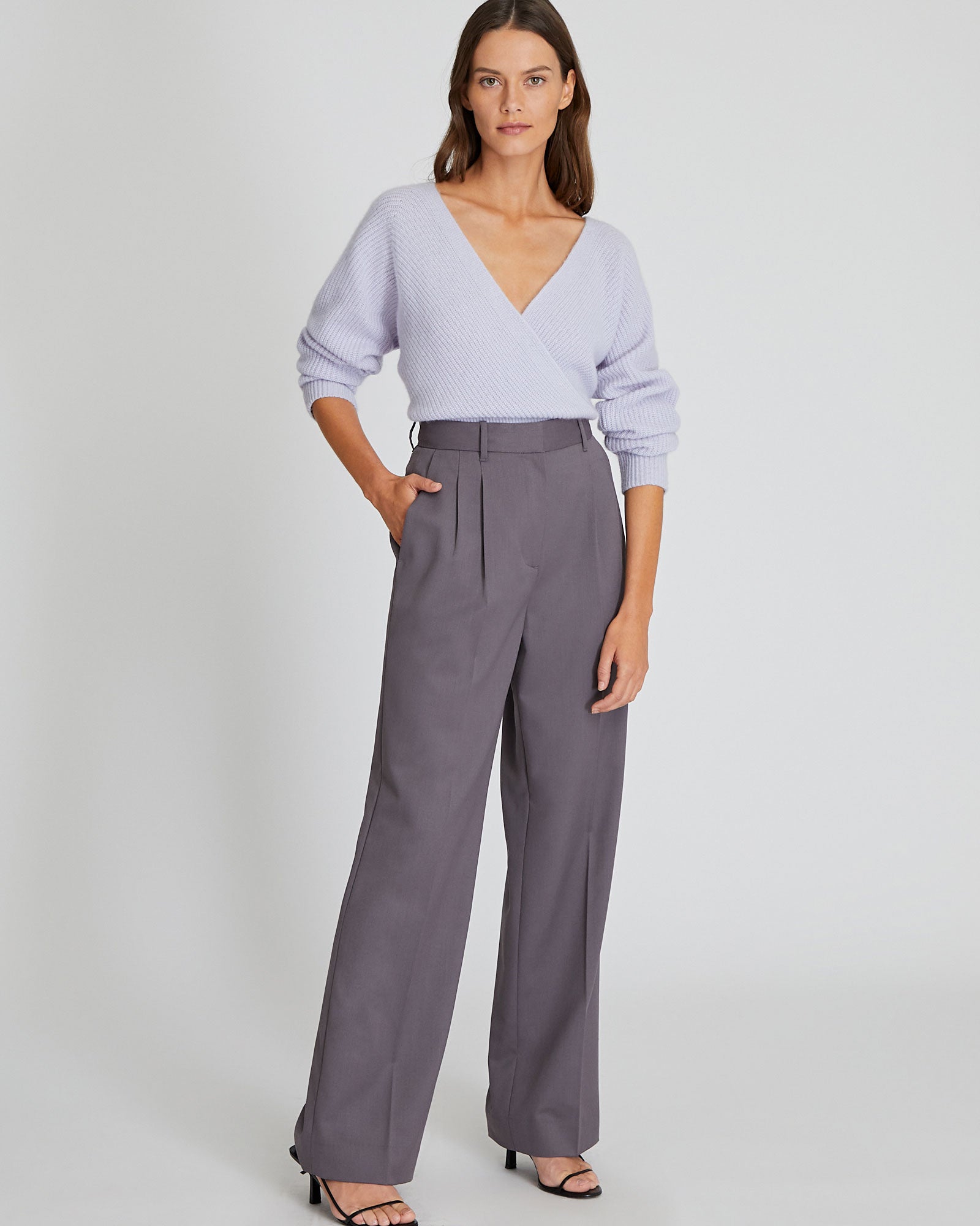 CLUB MONACO - Cashmere Cross Front Sweater - Light Purple