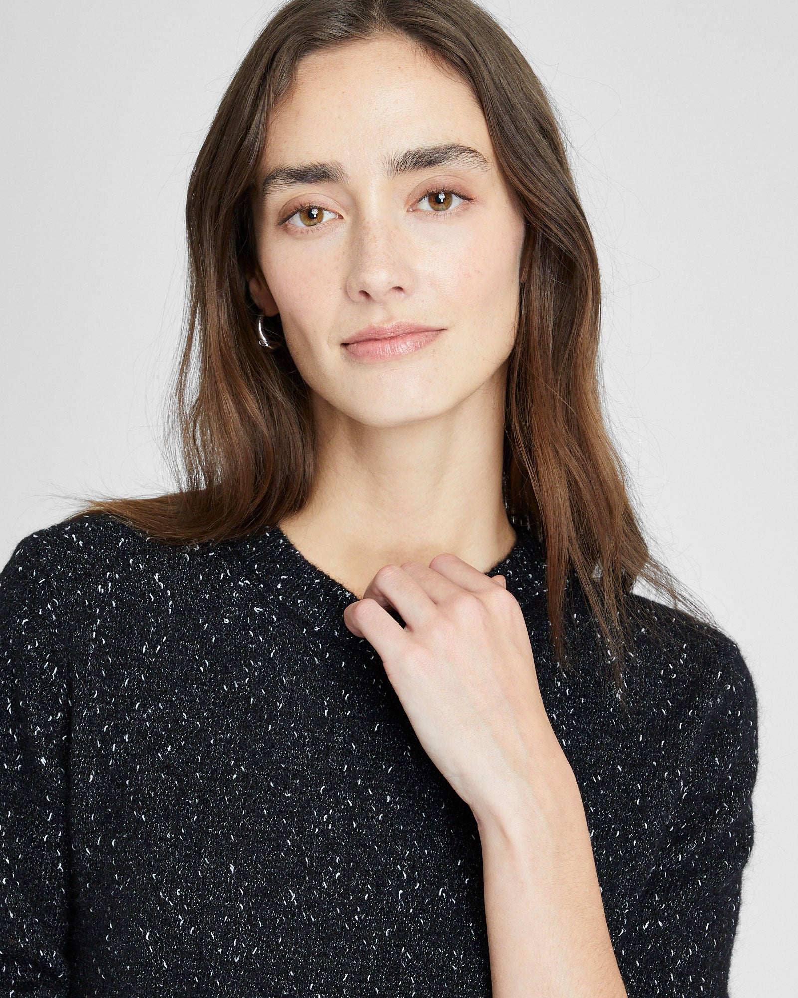 CLUB MONACO - Bouclé Crewneck Glitter Sweater - Black