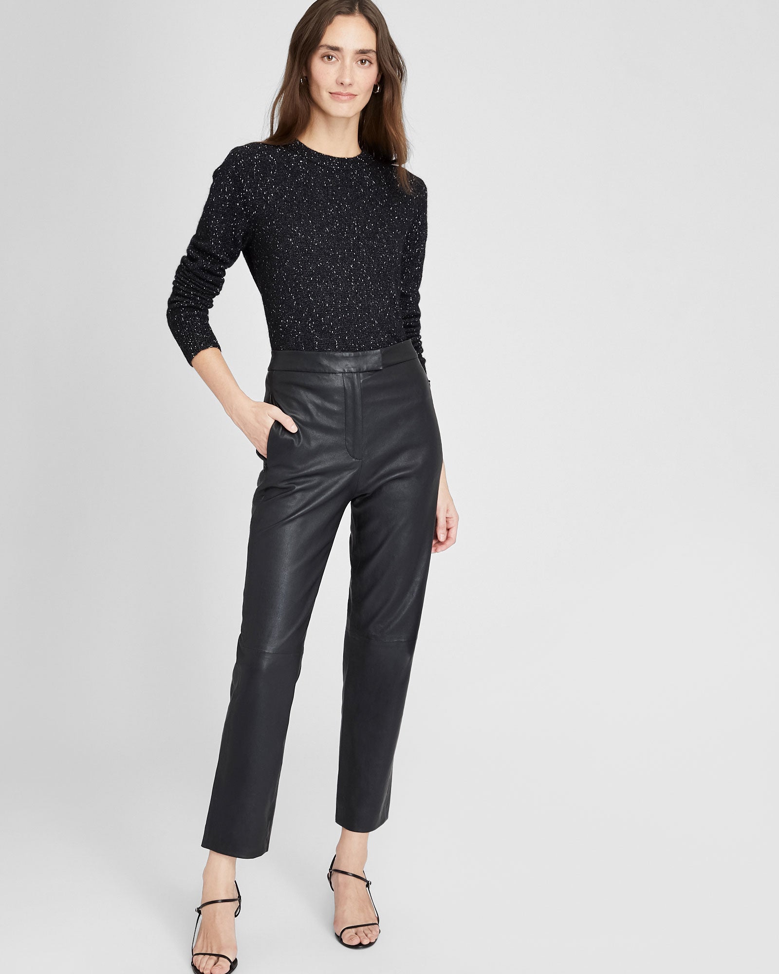 CLUB MONACO - Bouclé Crewneck Glitter Sweater - Black