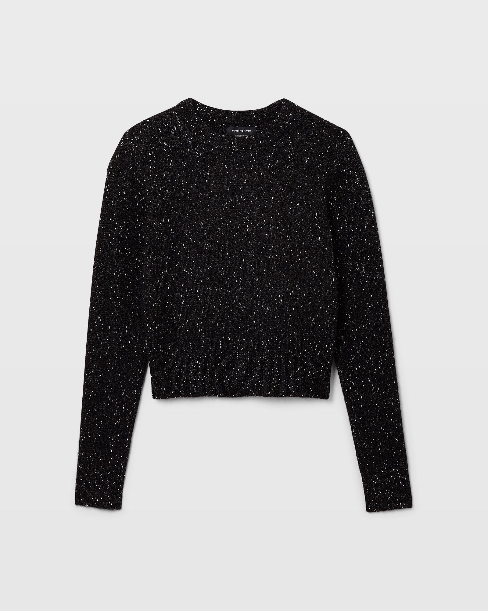CLUB MONACO - Bouclé Crewneck Glitter Sweater - Black
