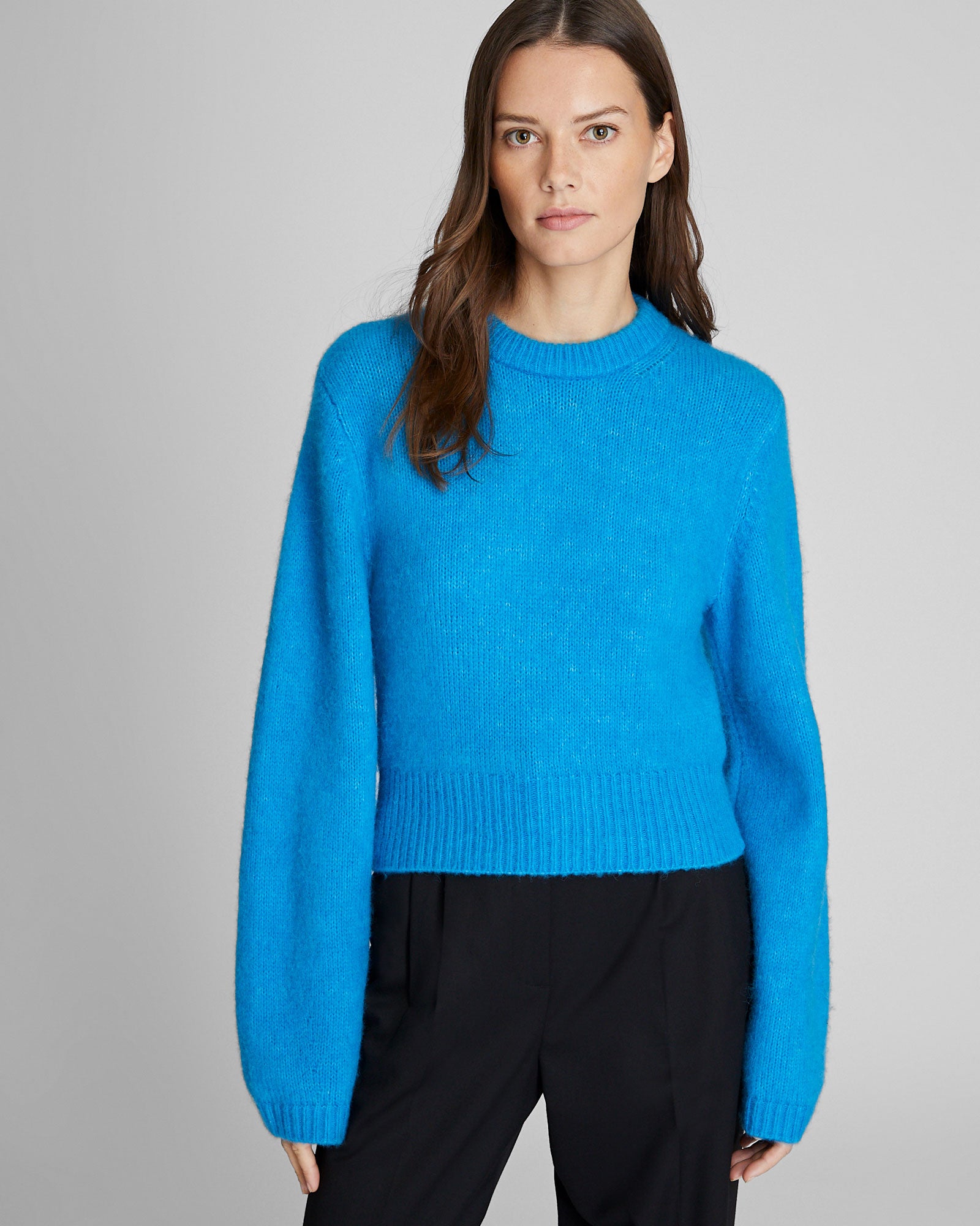 CLUB MONACO - Cropped Relaxed Crewneck - Blue