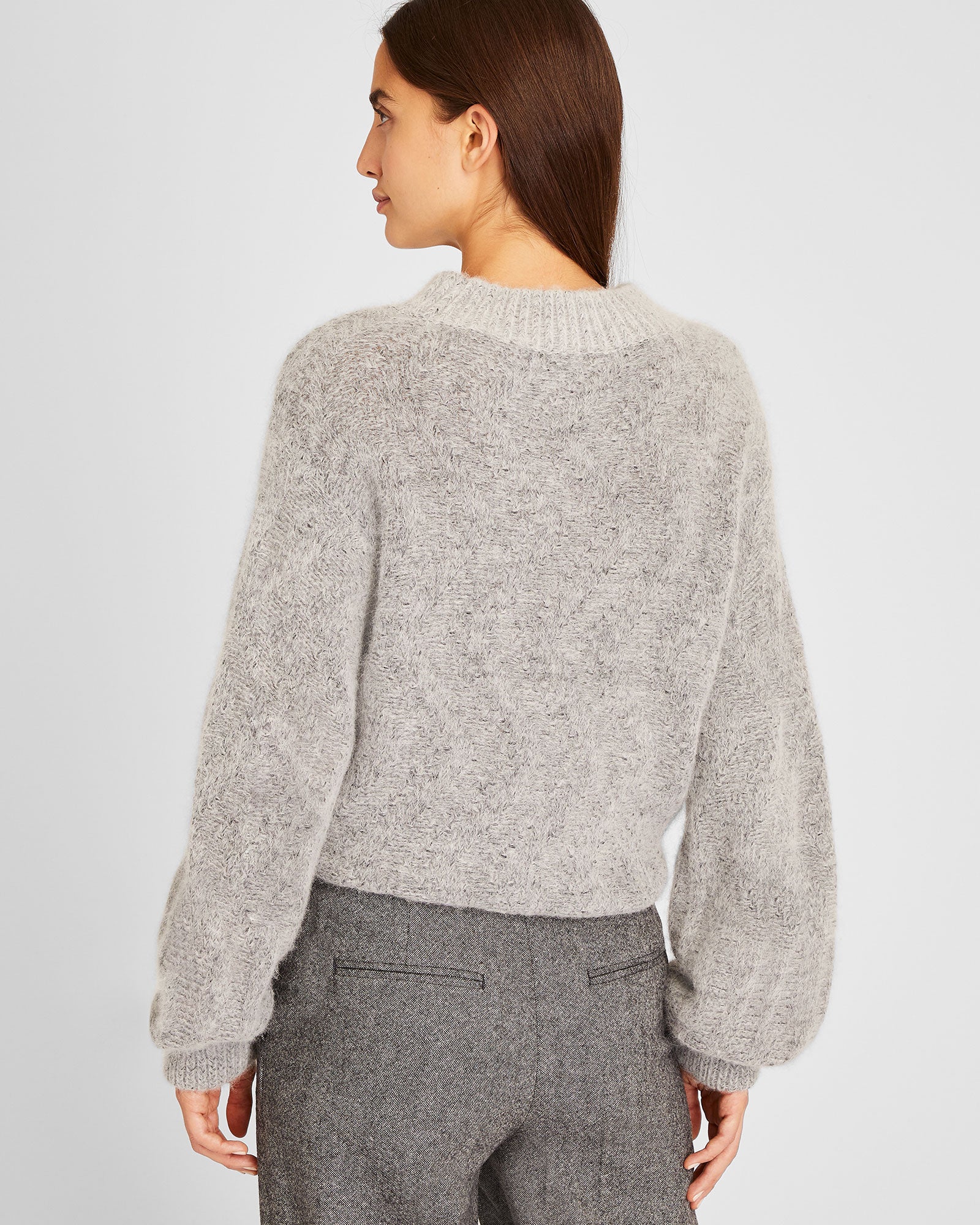 CLUB MONACO - Balloon Sleeve Alpaca Sweater - Medium Heather Grey
