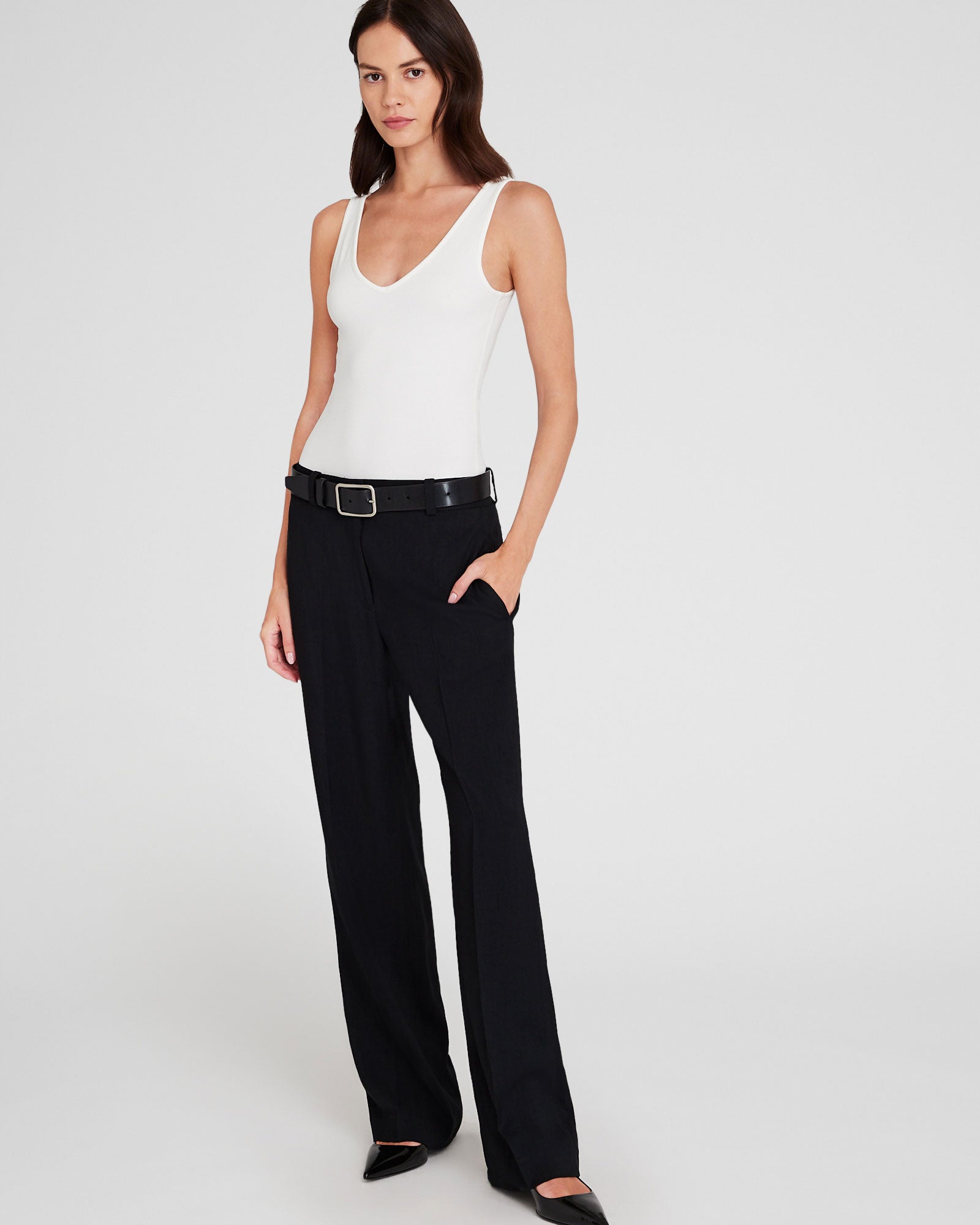 CLUB MONACO - Ribbed Bodysuit - White