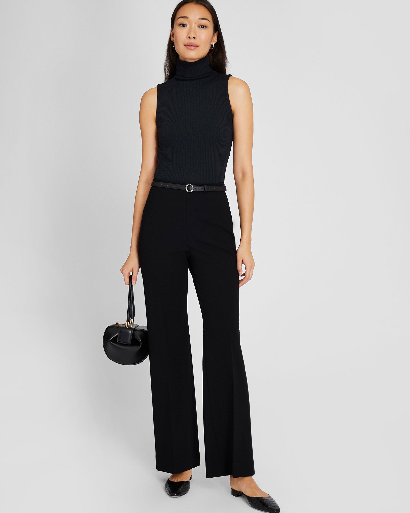 CLUB MONACO - High Rise Crepe Trouser - Black