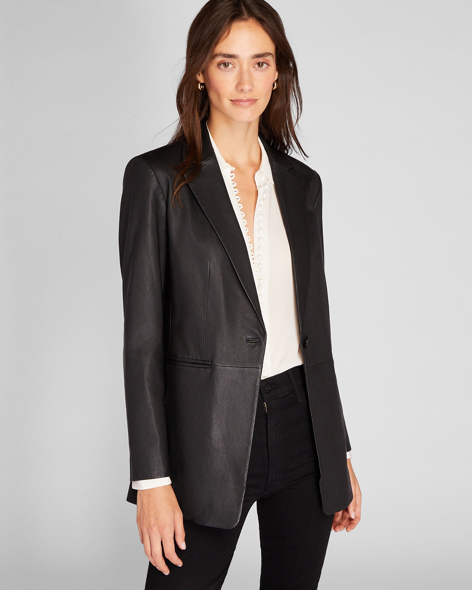 CLUB MONACO - Blazer en cuir - Noir