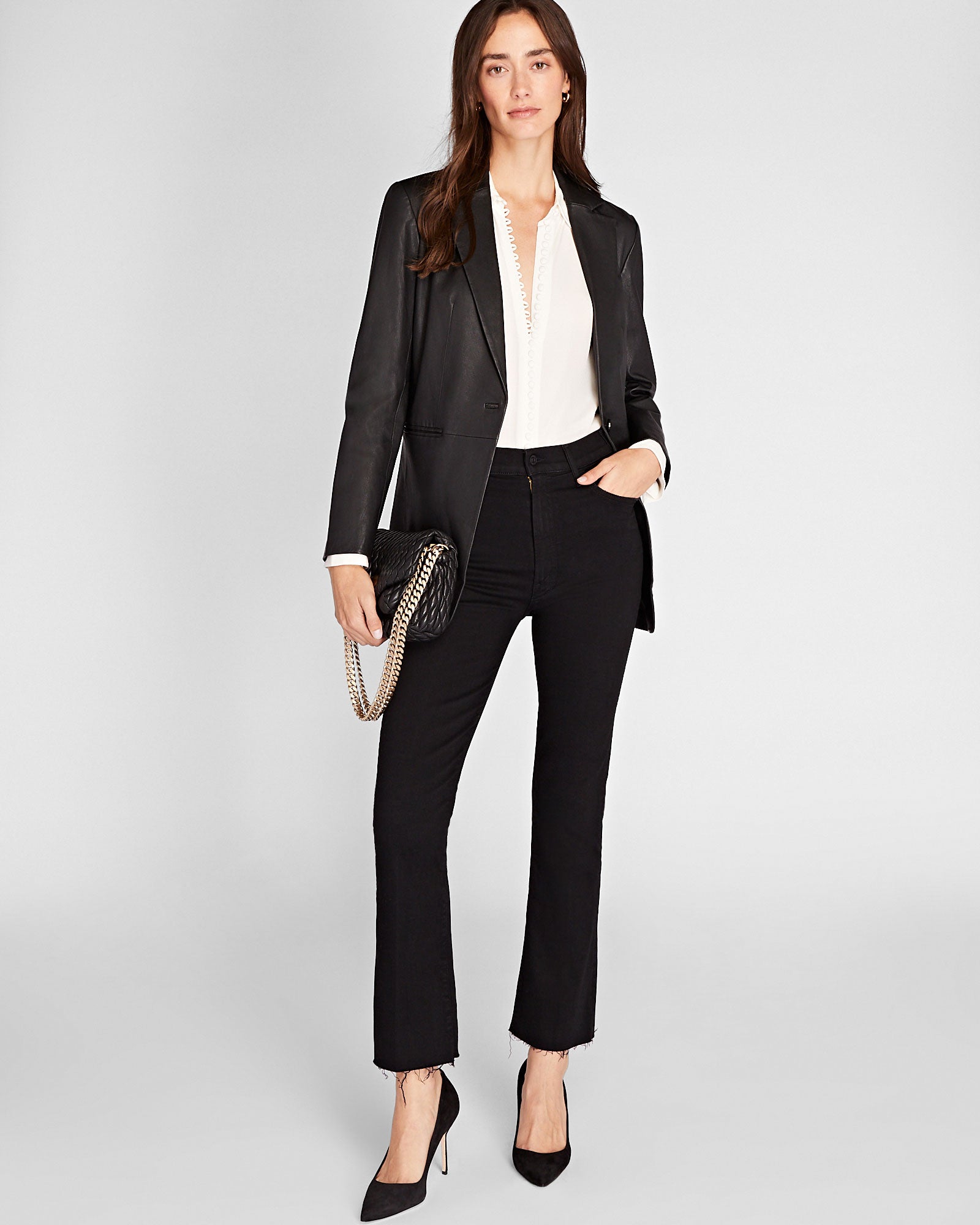 CLUB MONACO - Blazer en cuir - Noir