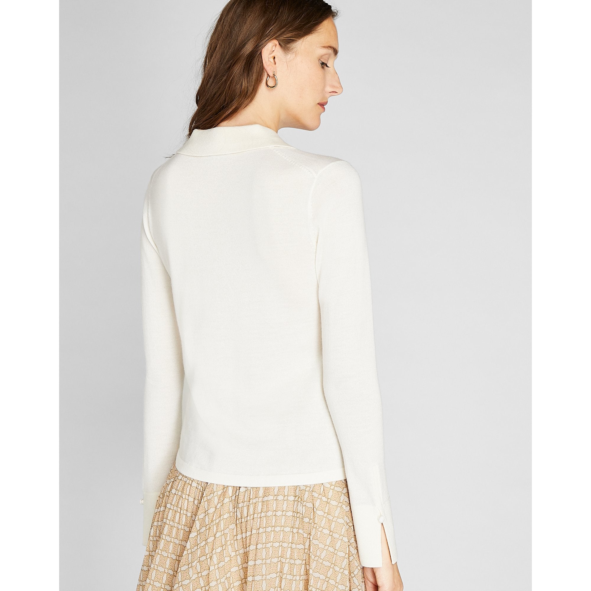 CLUB MONACO - Collared Button Sweater - Blanc De Blanc