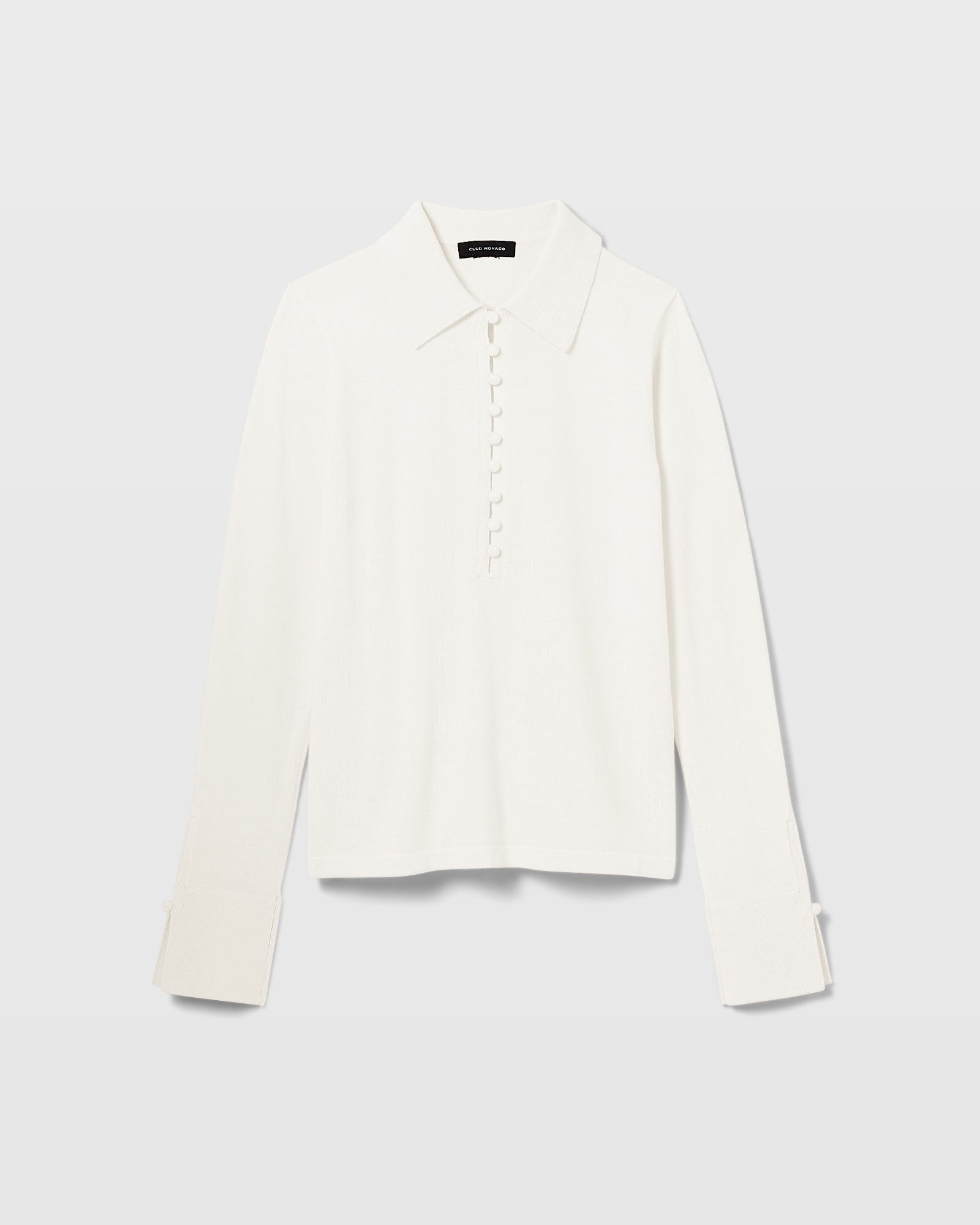 CLUB MONACO - Collared Button Sweater - Blanc De Blanc