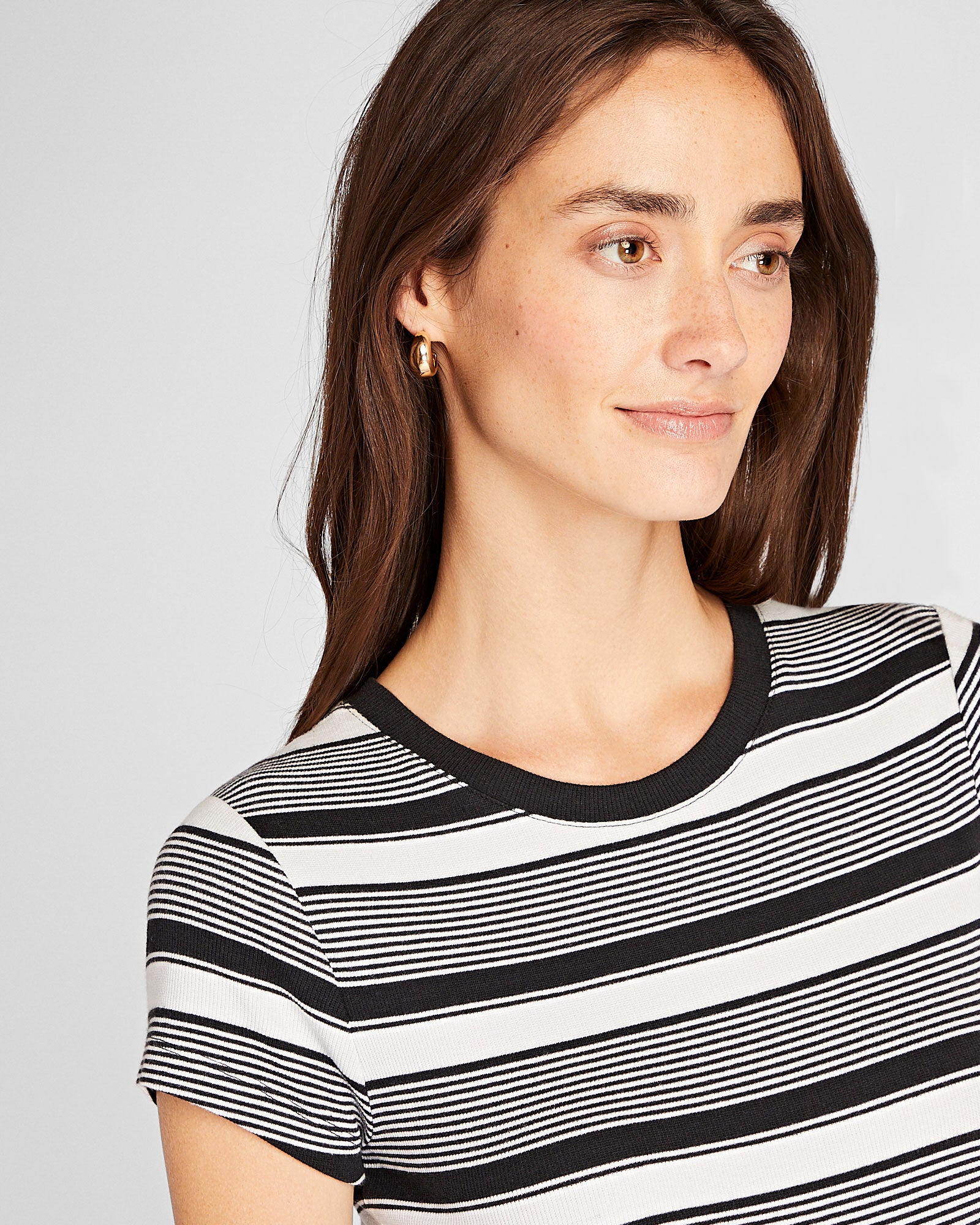 CLUB MONACO - Striped Bowee Tee - Black Mix