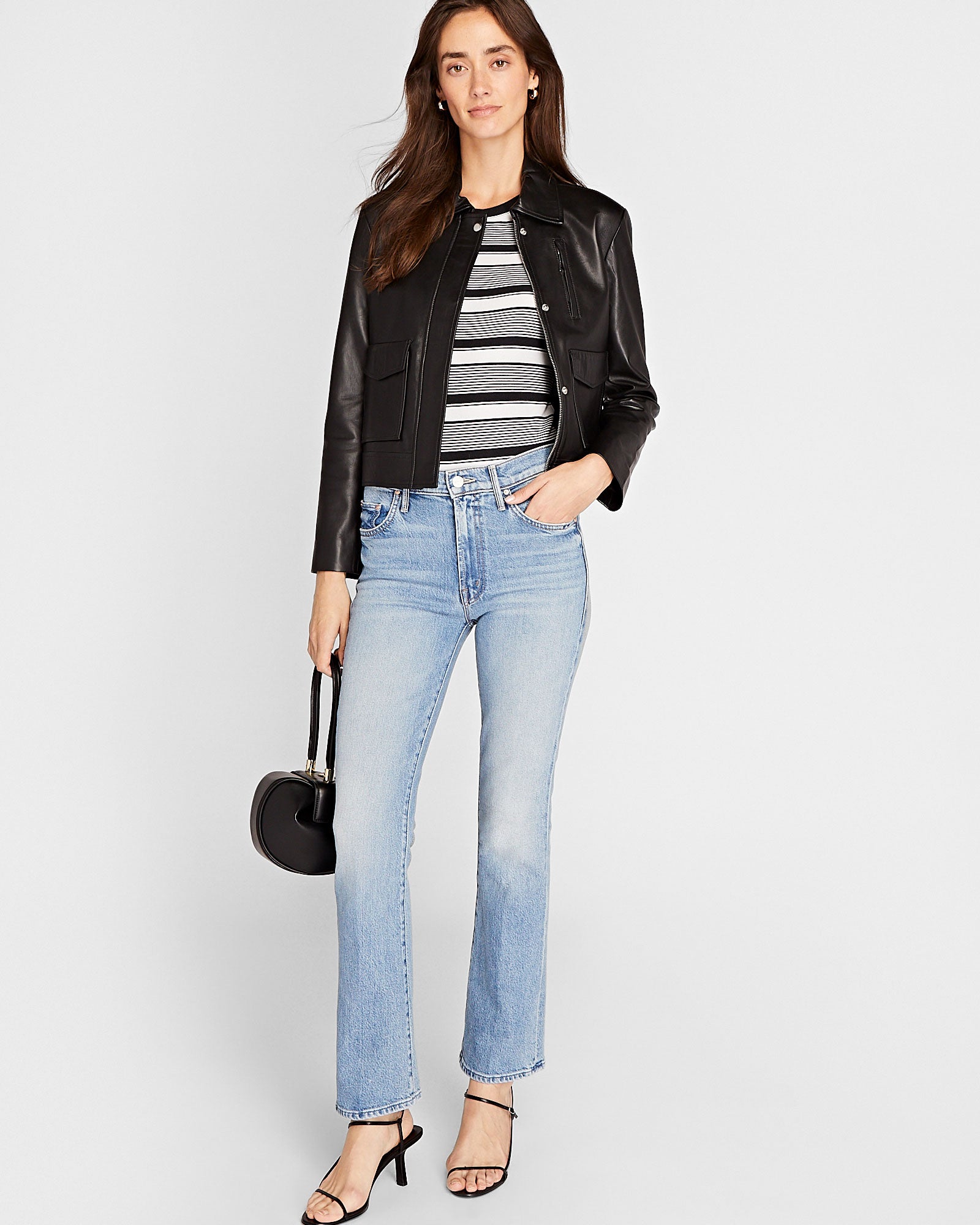 CLUB MONACO - Striped Bowee Tee - Black Mix