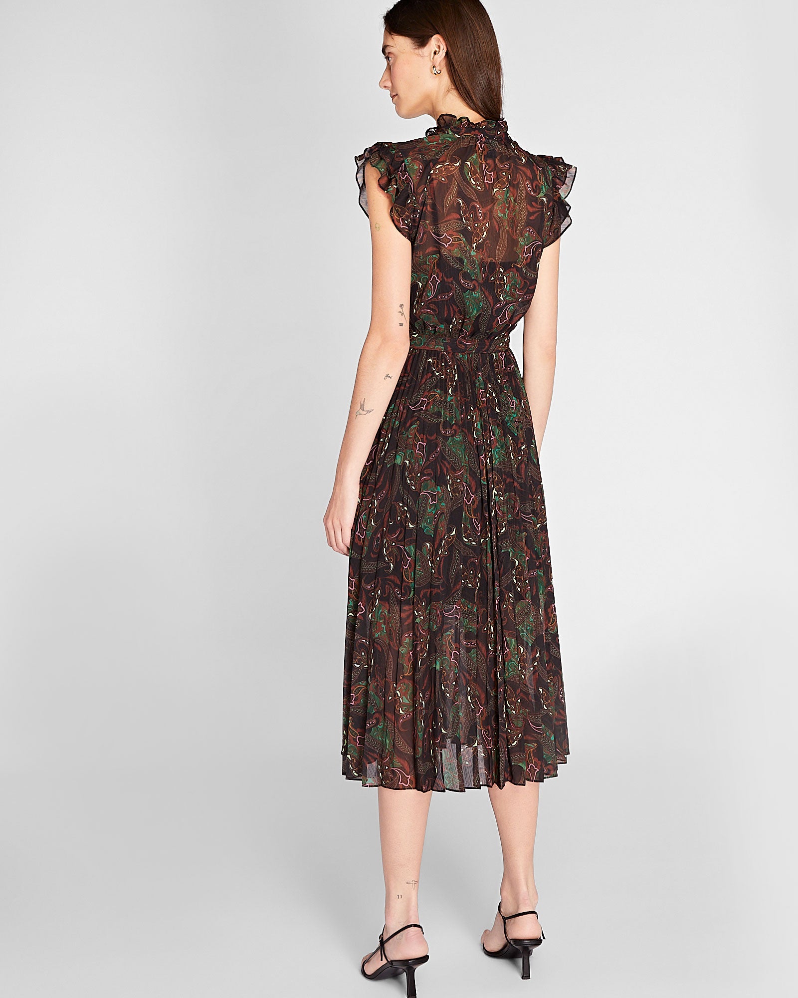 CLUB MONACO - Robe plissée sans manches - Mélange De Brun
