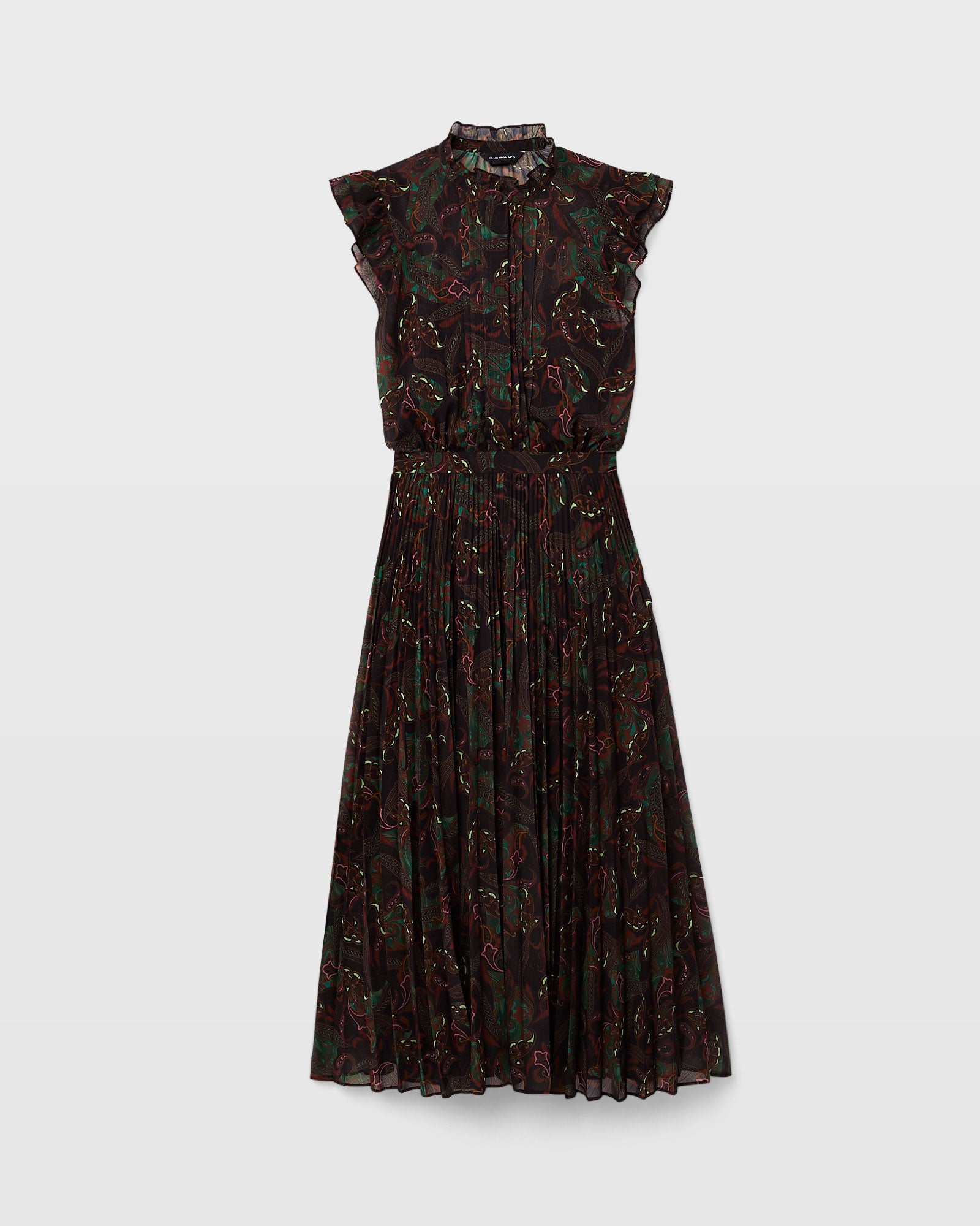 CLUB MONACO - Robe plissée sans manches - Mélange De Brun