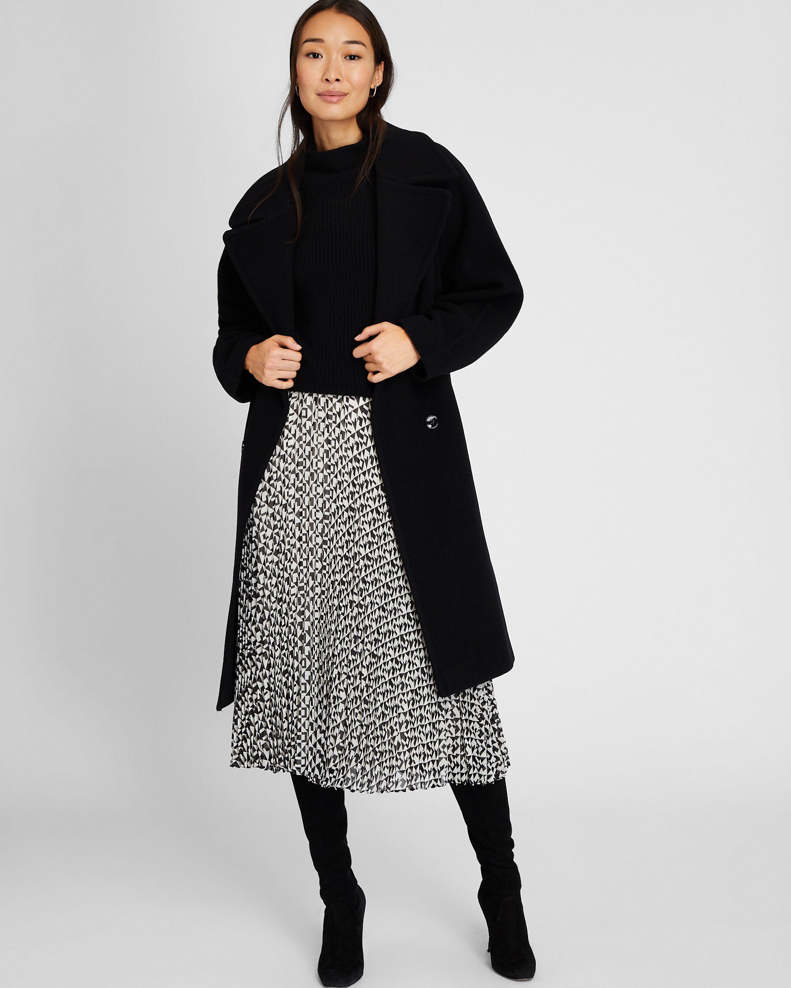CLUB MONACO - Manteau croisé décontracté - Noir