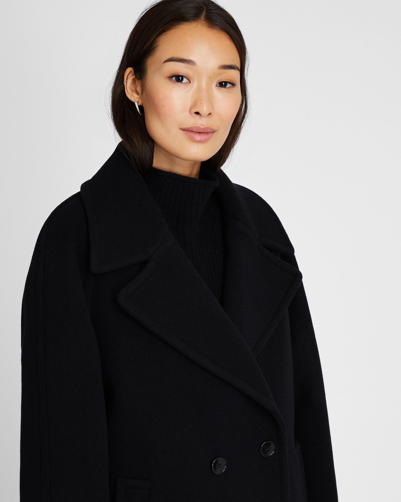 CLUB MONACO - Manteau croisé décontracté - Noir