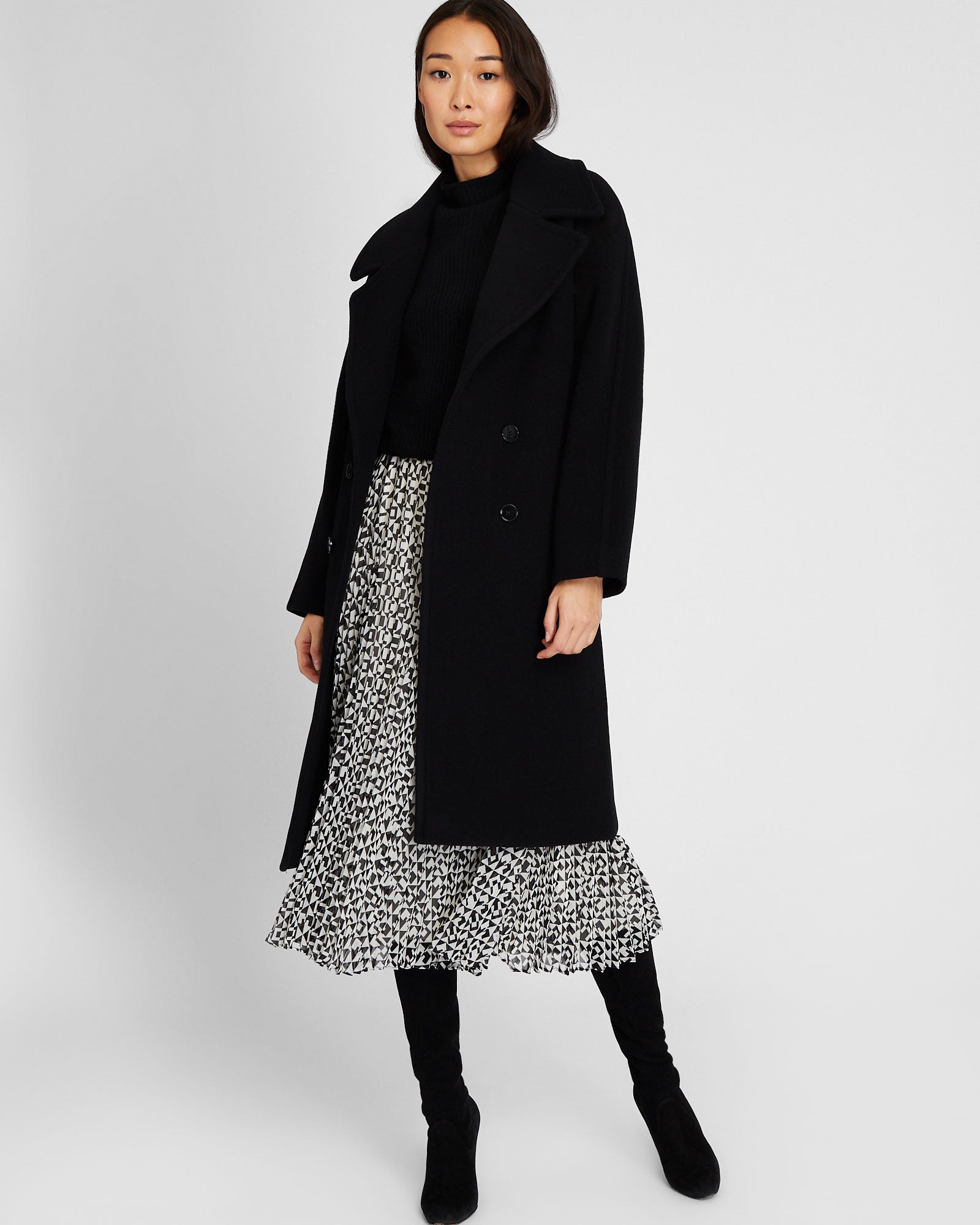 CLUB MONACO - Manteau croisé décontracté - Noir