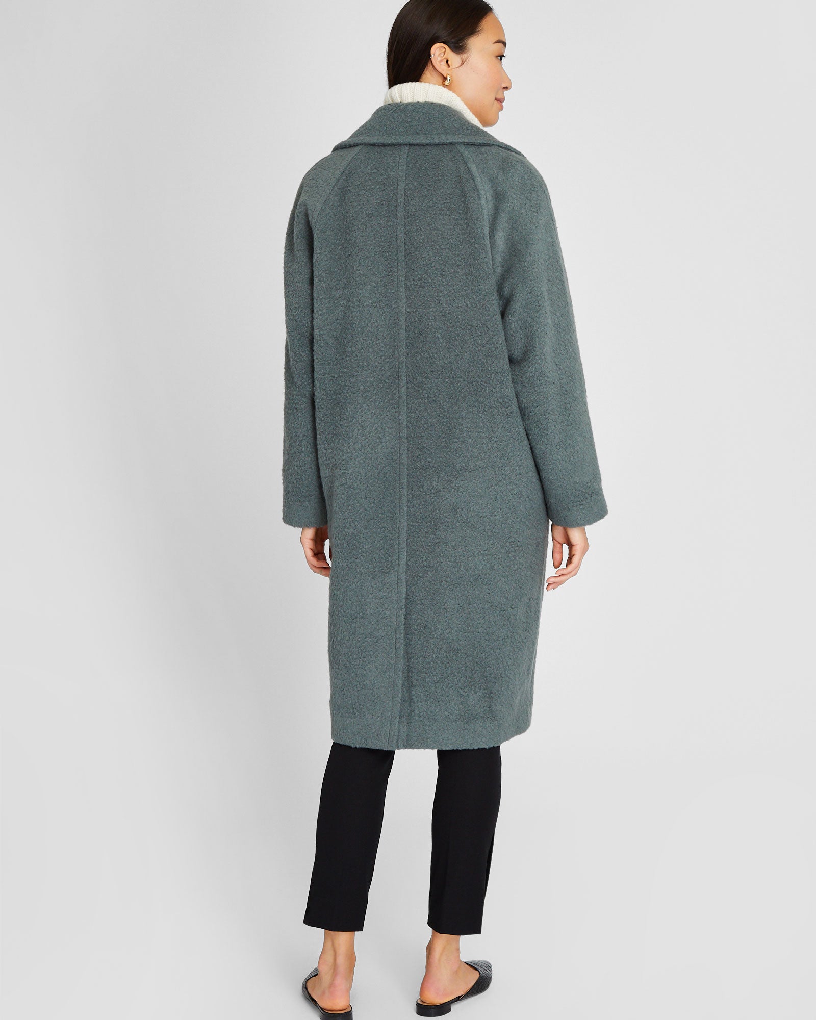 CLUB MONACO - Manteau texturé croisé décontracté - Vert fougère