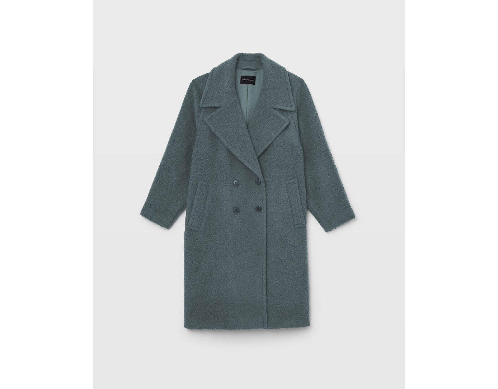 CLUB MONACO - Manteau texturé croisé décontracté - Vert fougère
