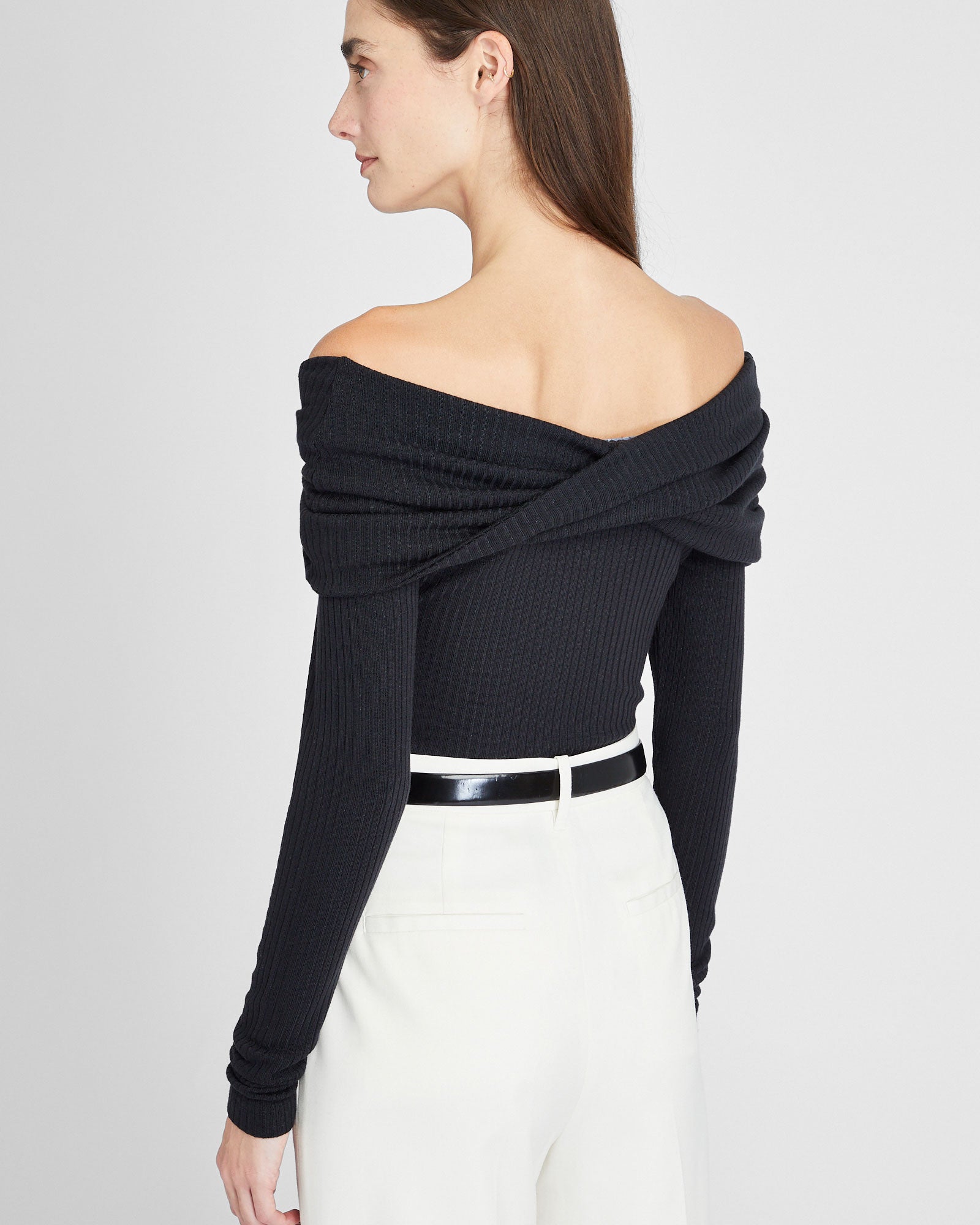 CLUB MONACO - Off-The-Shoulder Knit Top - Black