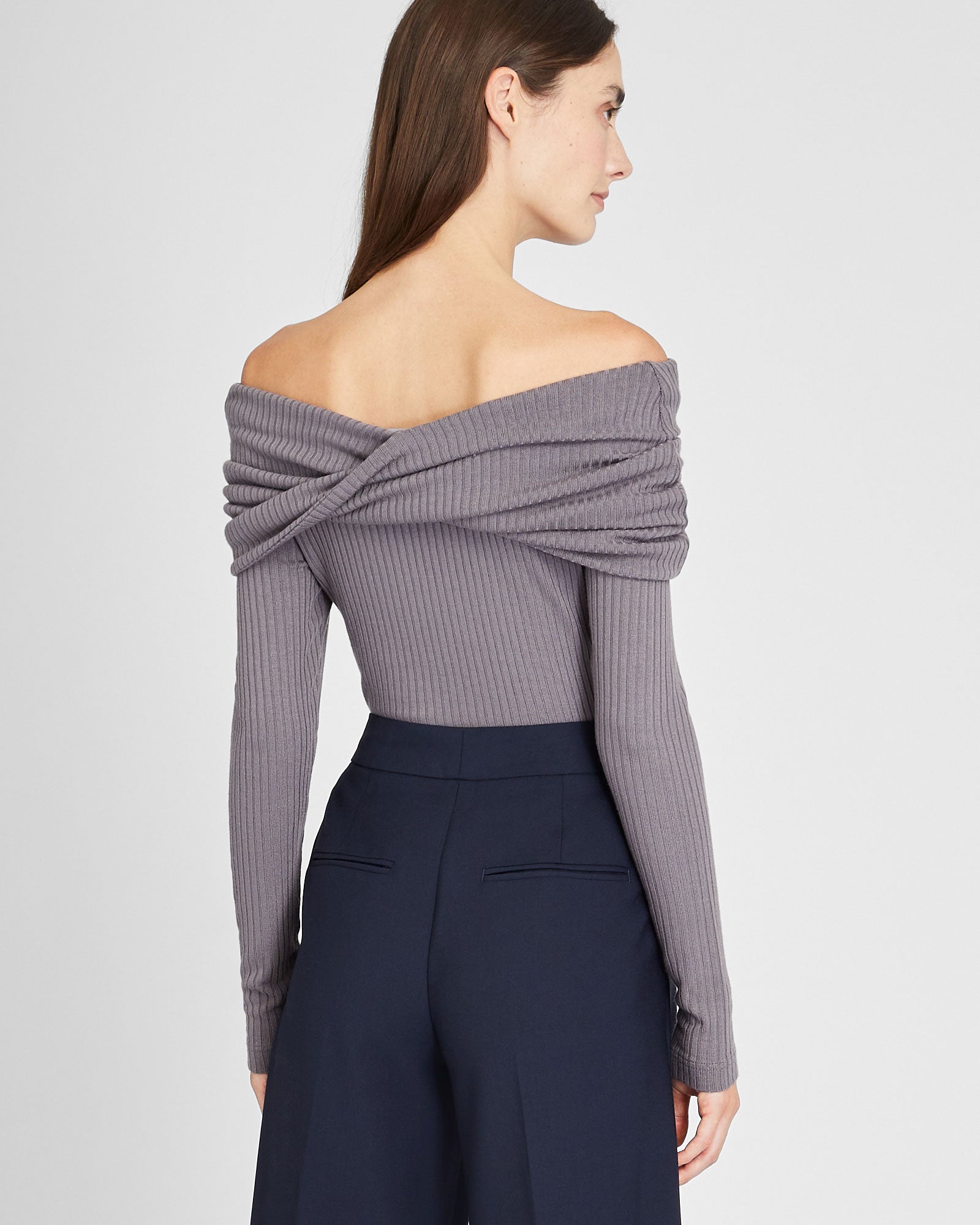 CLUB MONACO - Off-The-Shoulder Knit Top - Brown