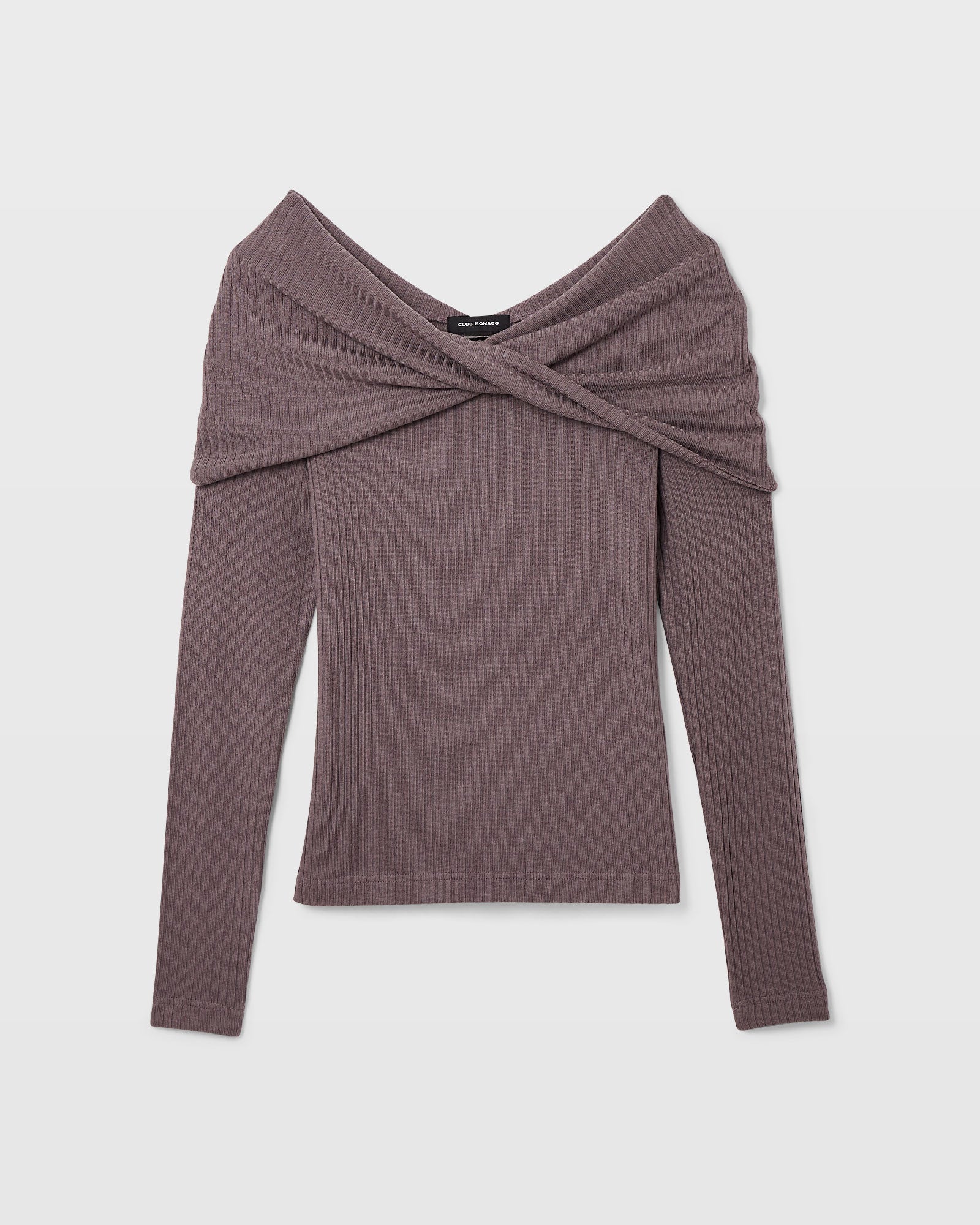 CLUB MONACO - Off-The-Shoulder Knit Top - Brown