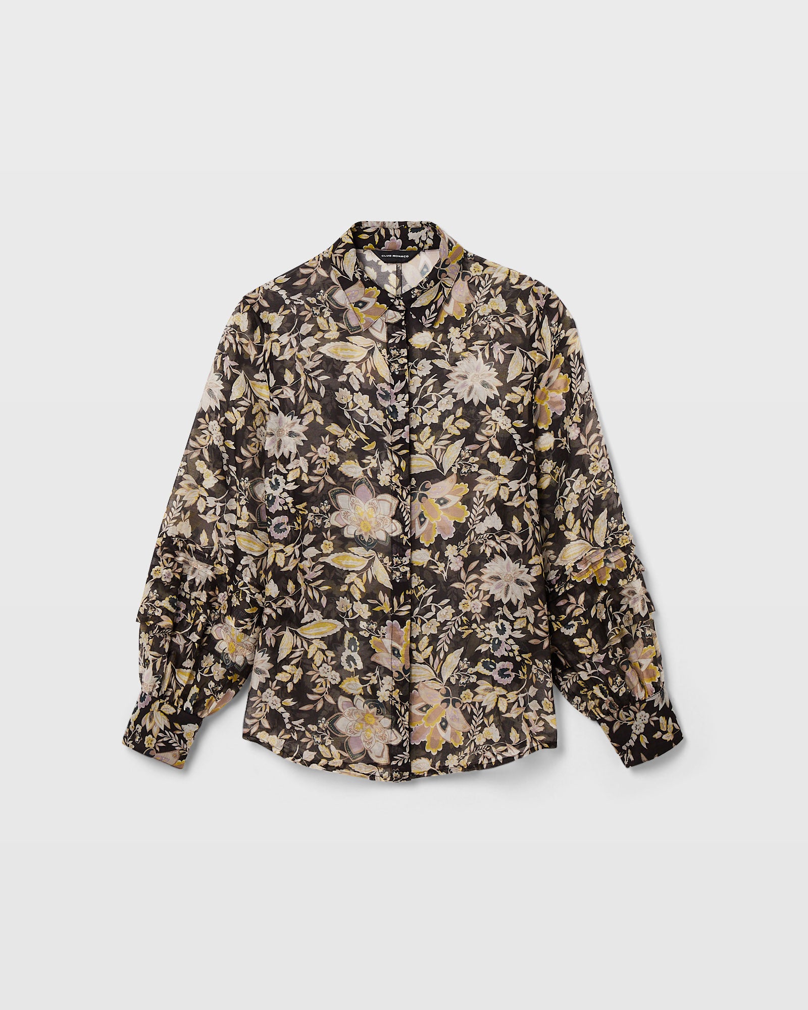 CLUB MONACO - Pintuck Balloon Sleeve Shirt - Black Mix