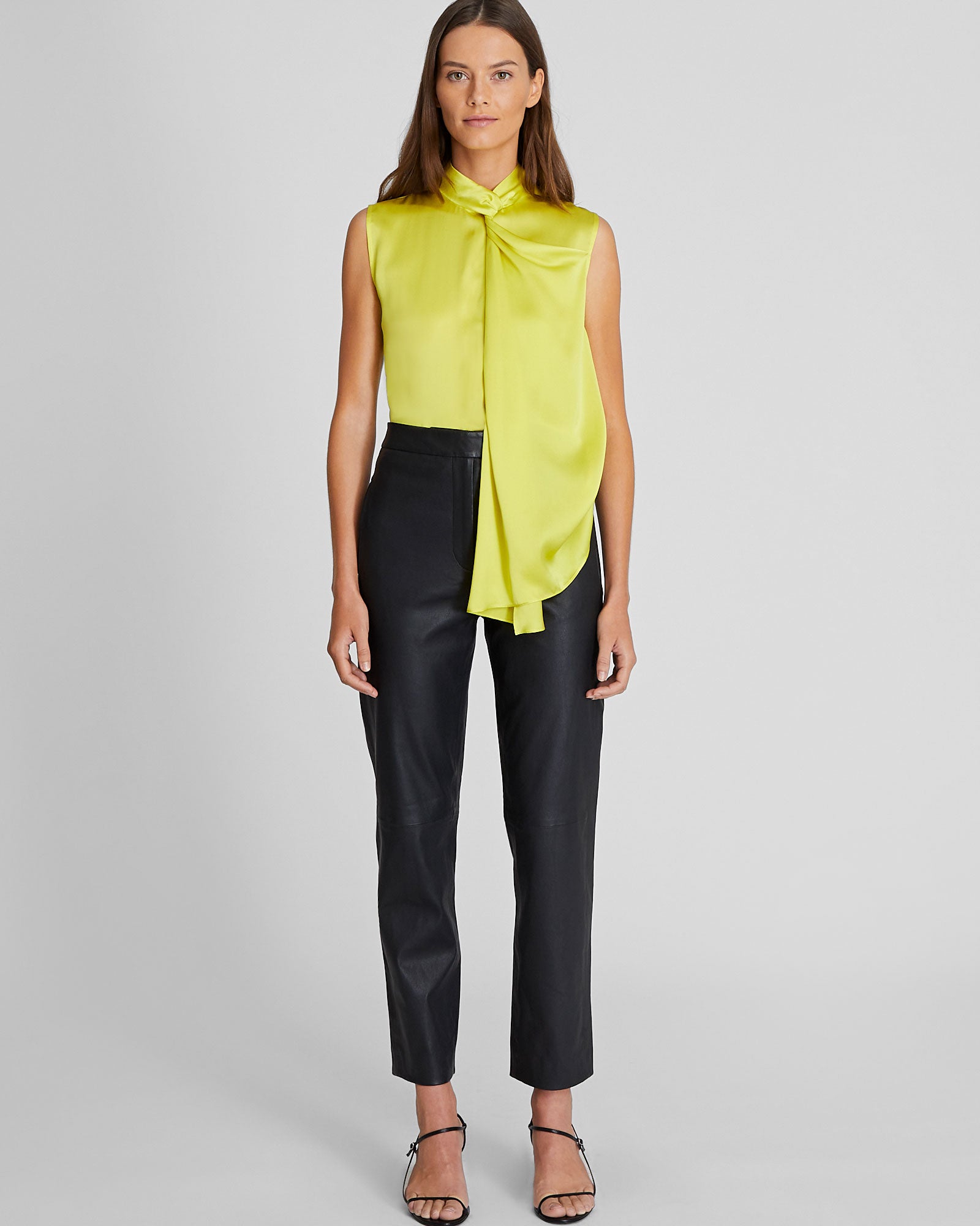 CLUB MONACO - Haut drapé en soie charmeuse - Nouvelle Chartreuse