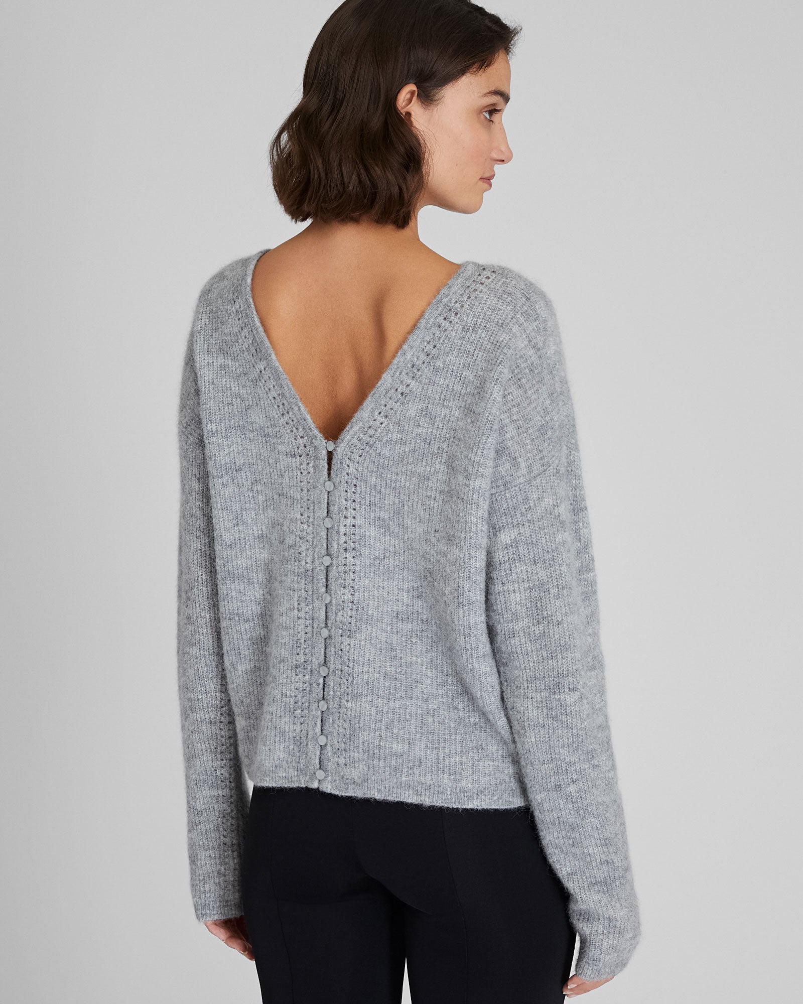 CLUB MONACO - Cardigan réversible à encolure en V - Gris Chiné Moyen