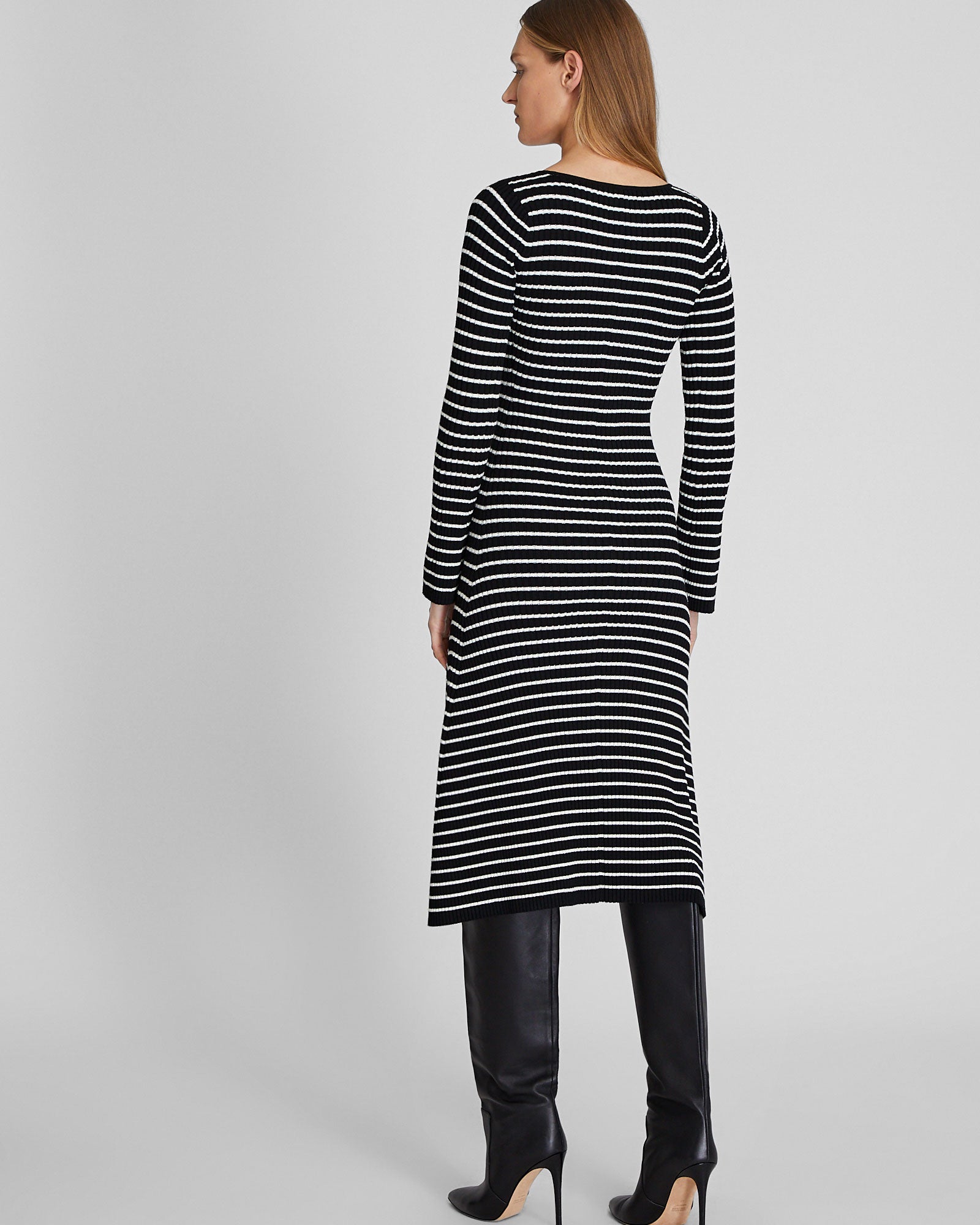CLUB MONACO - Midi Striped Sweater Dress - White