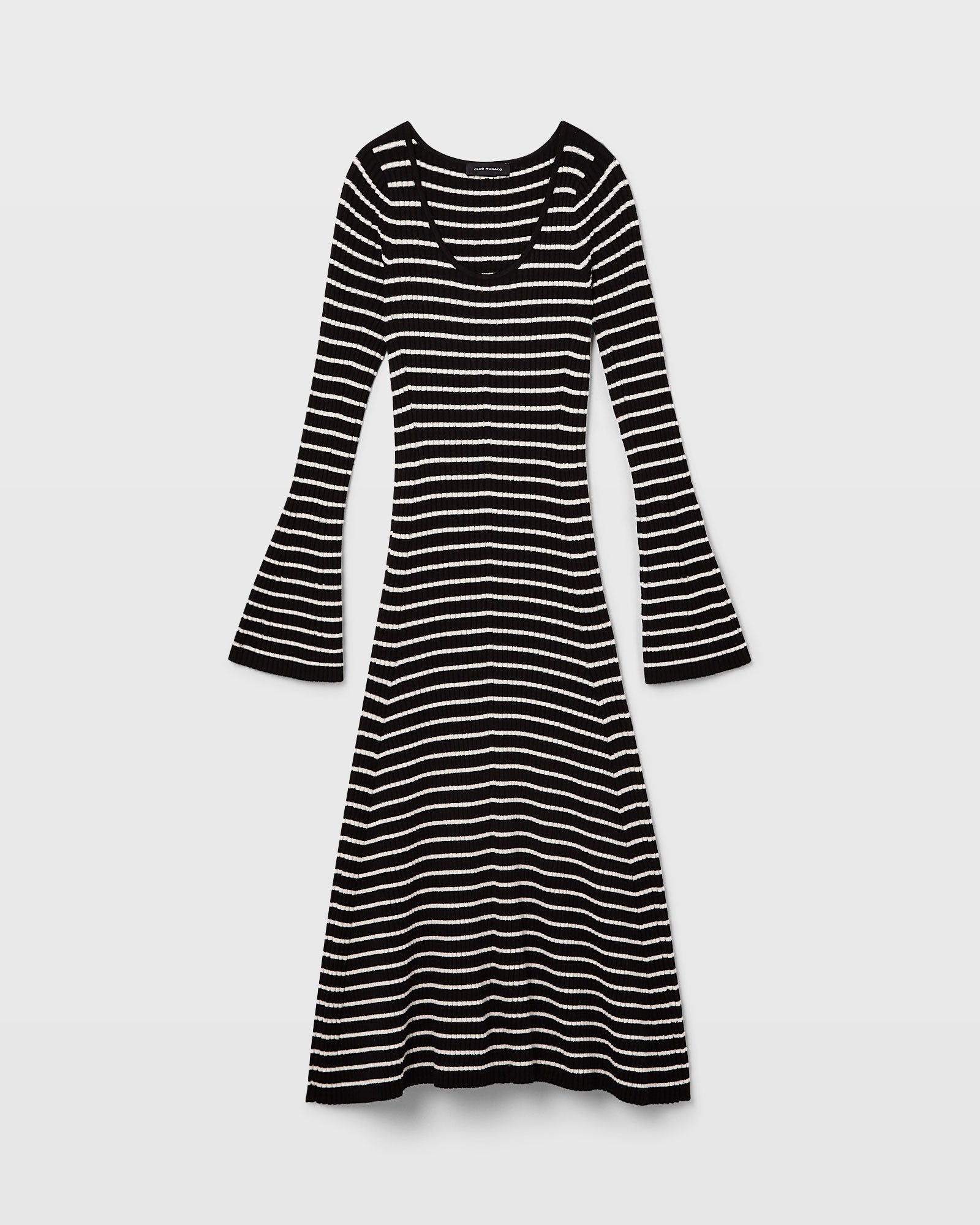 CLUB MONACO - Midi Striped Sweater Dress - White