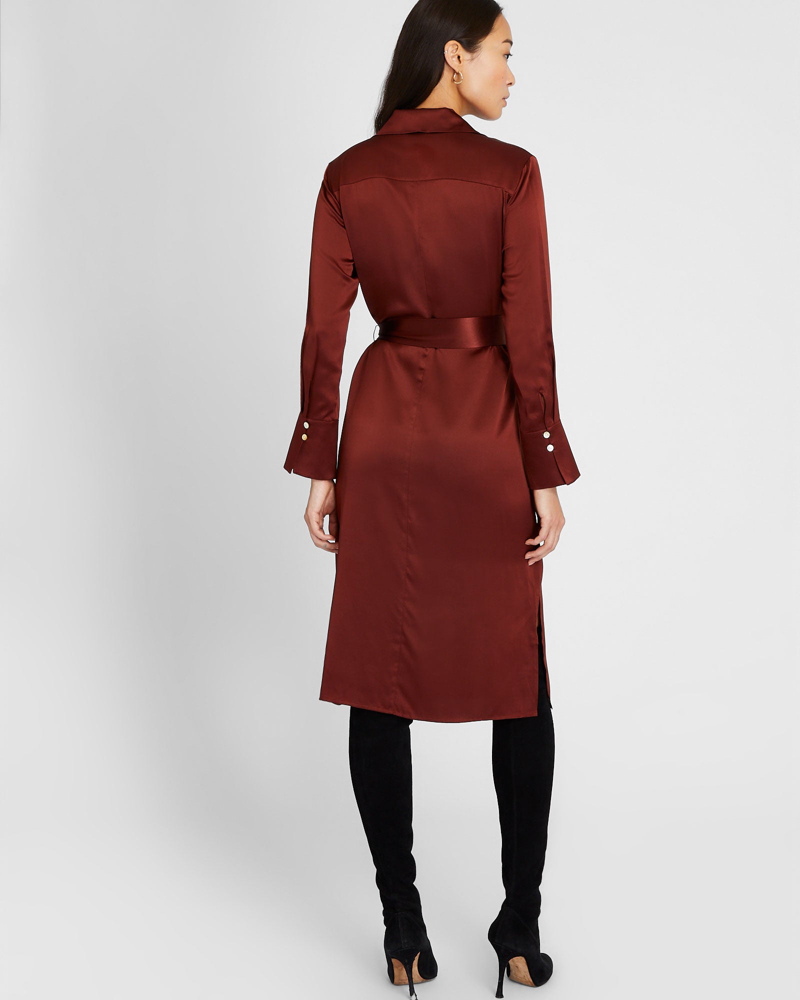 CLUB MONACO - Robe chemisier en soie charmeuse - Paprika