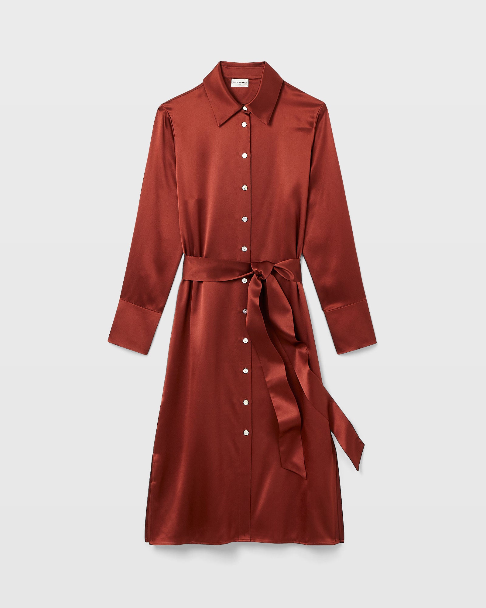 CLUB MONACO - Robe chemisier en soie charmeuse - Paprika