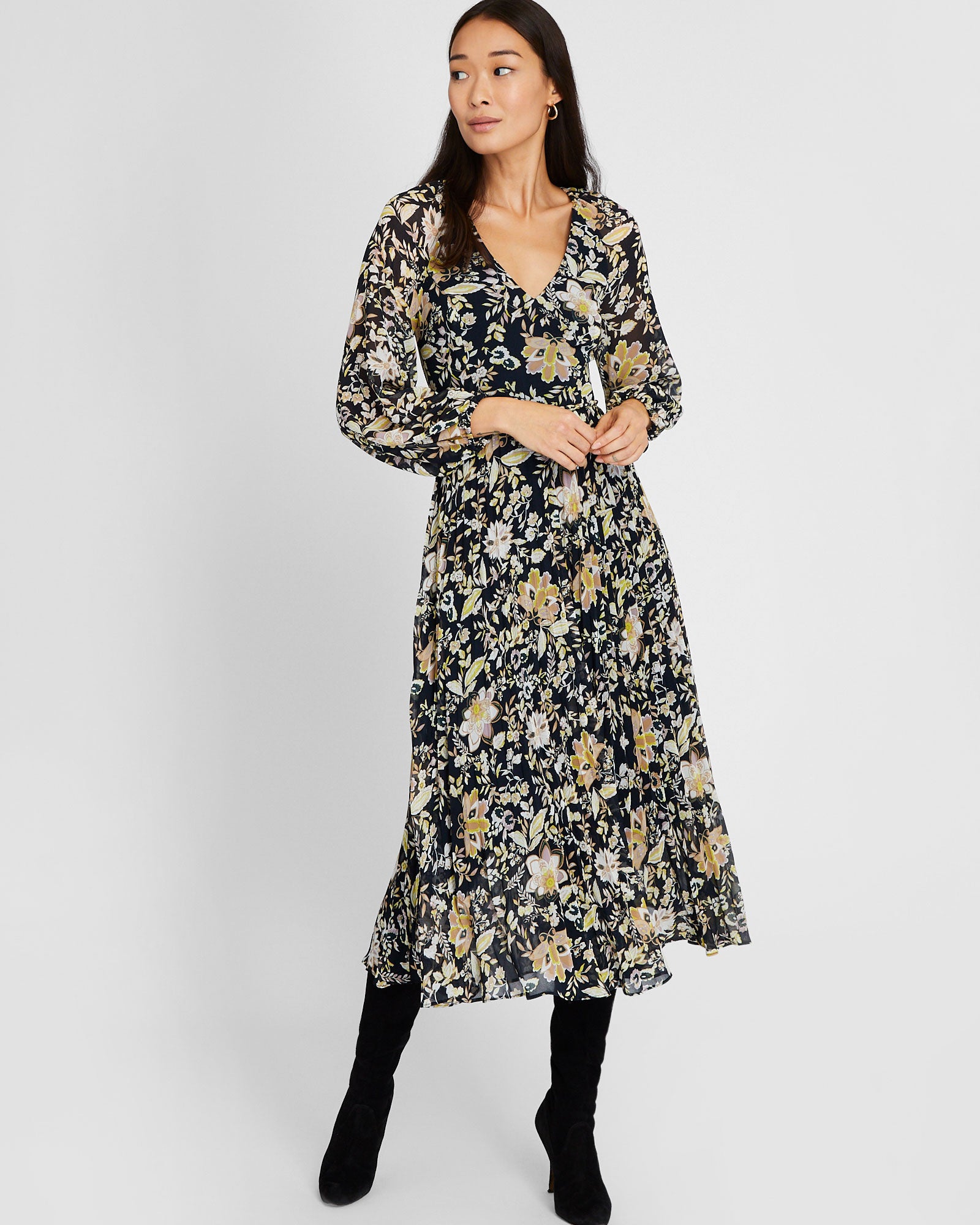CLUB MONACO - Robe imprimée mi-longue - Mélange blax
