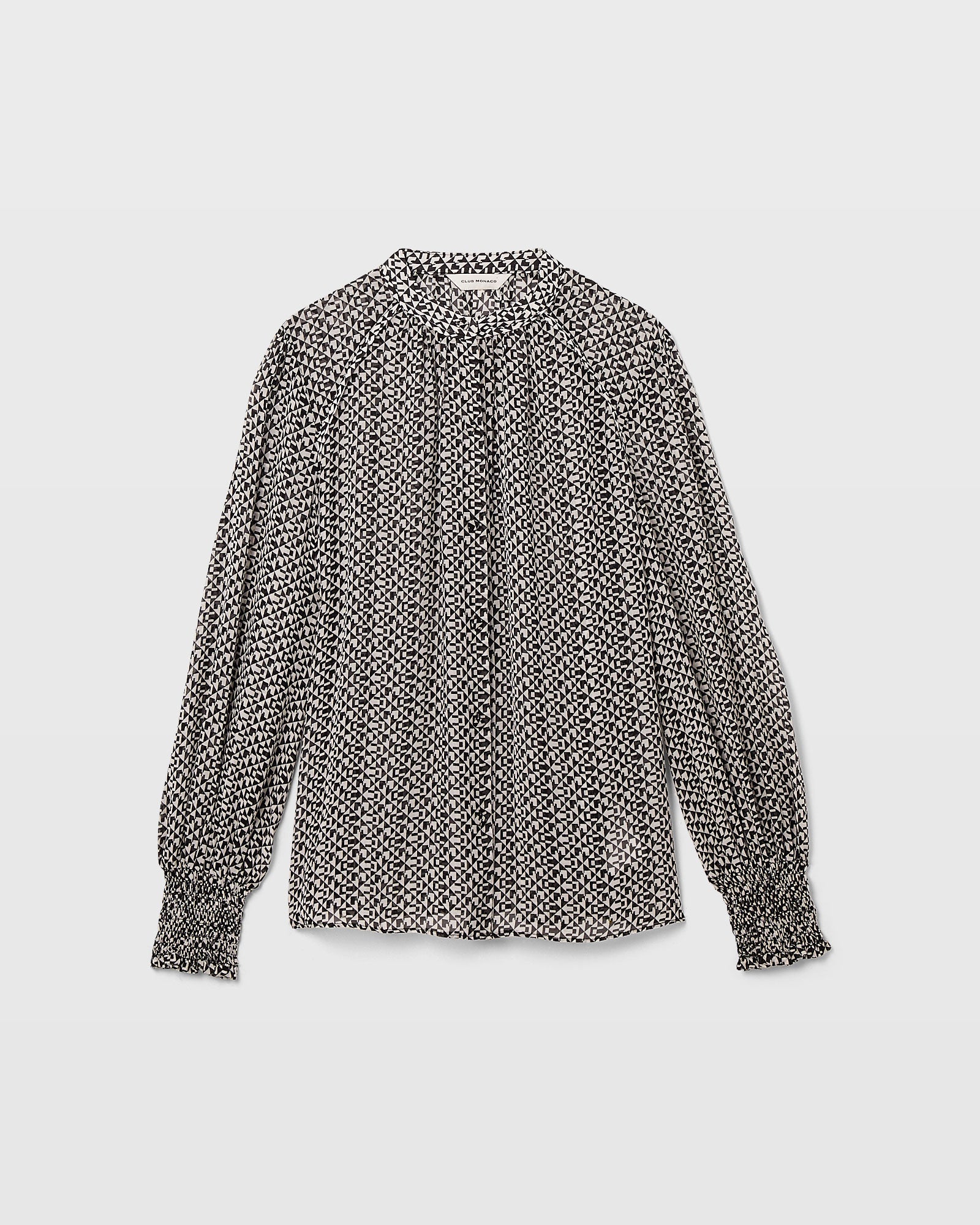 CLUB MONACO - Geo Print Blouse - Graphite Geo Print