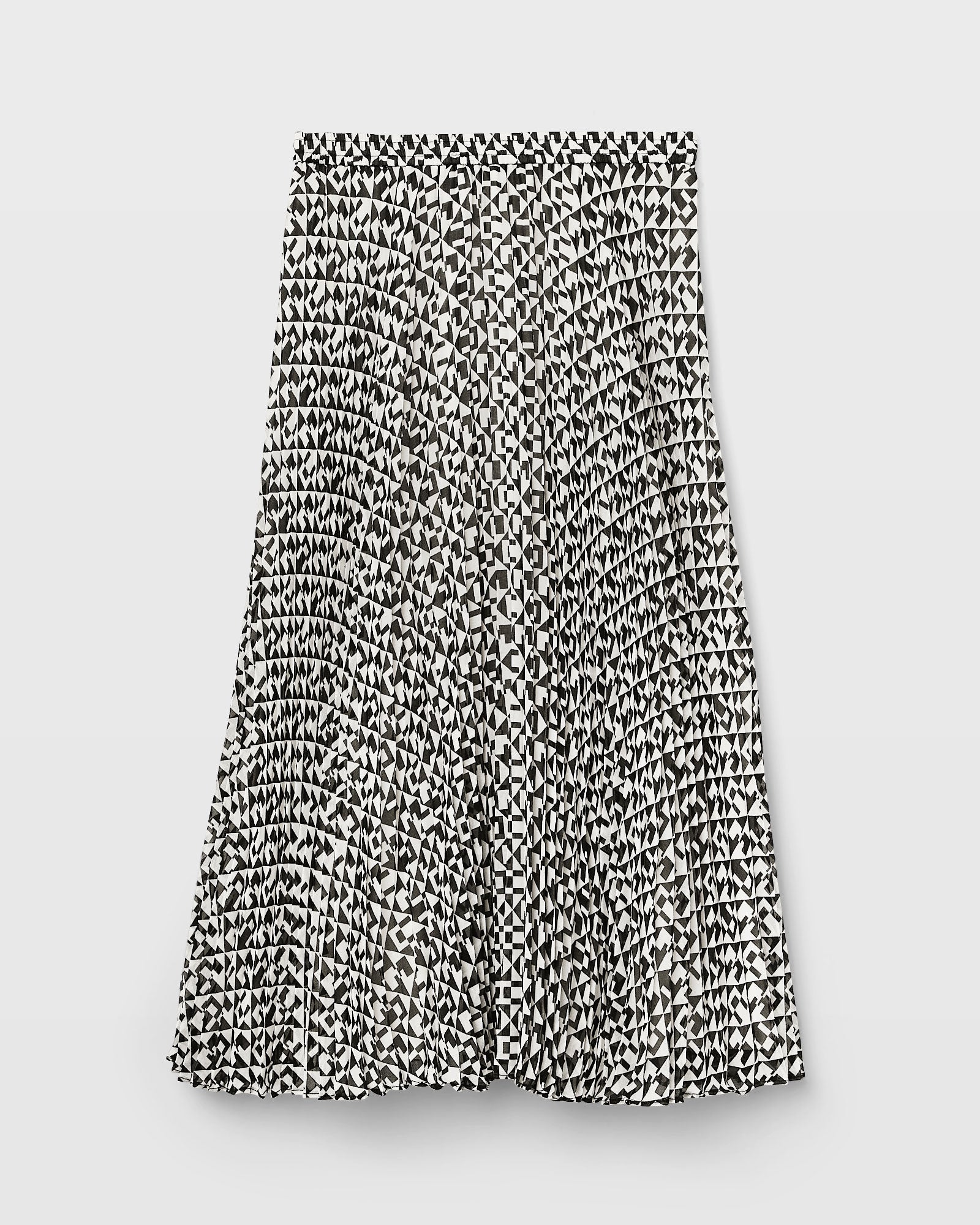 CLUB MONACO - Geo Print Pleated Midi Skirt - Graphite Geo Print
