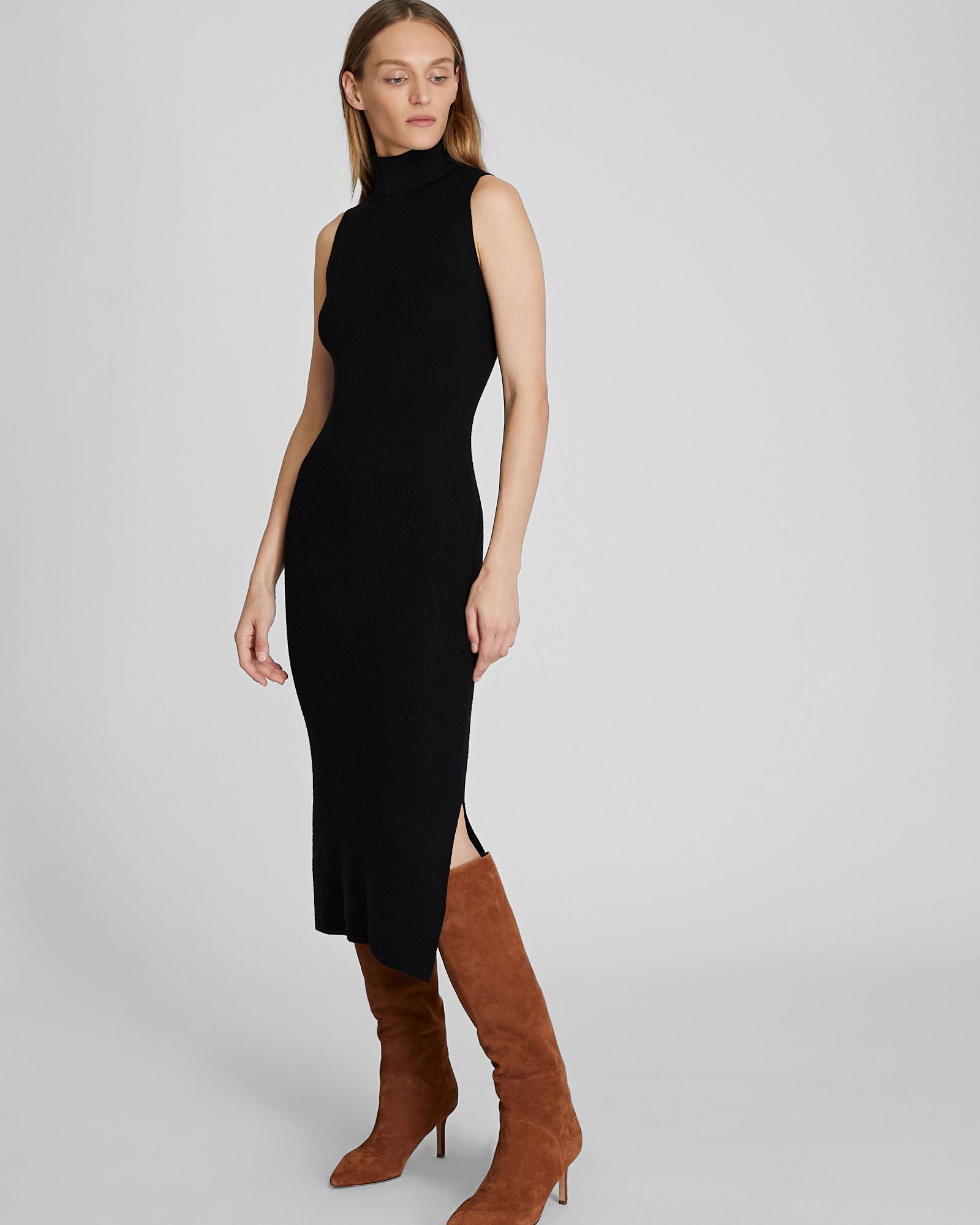 CLUB MONACO - Robe à col roulé sans manches - Noir