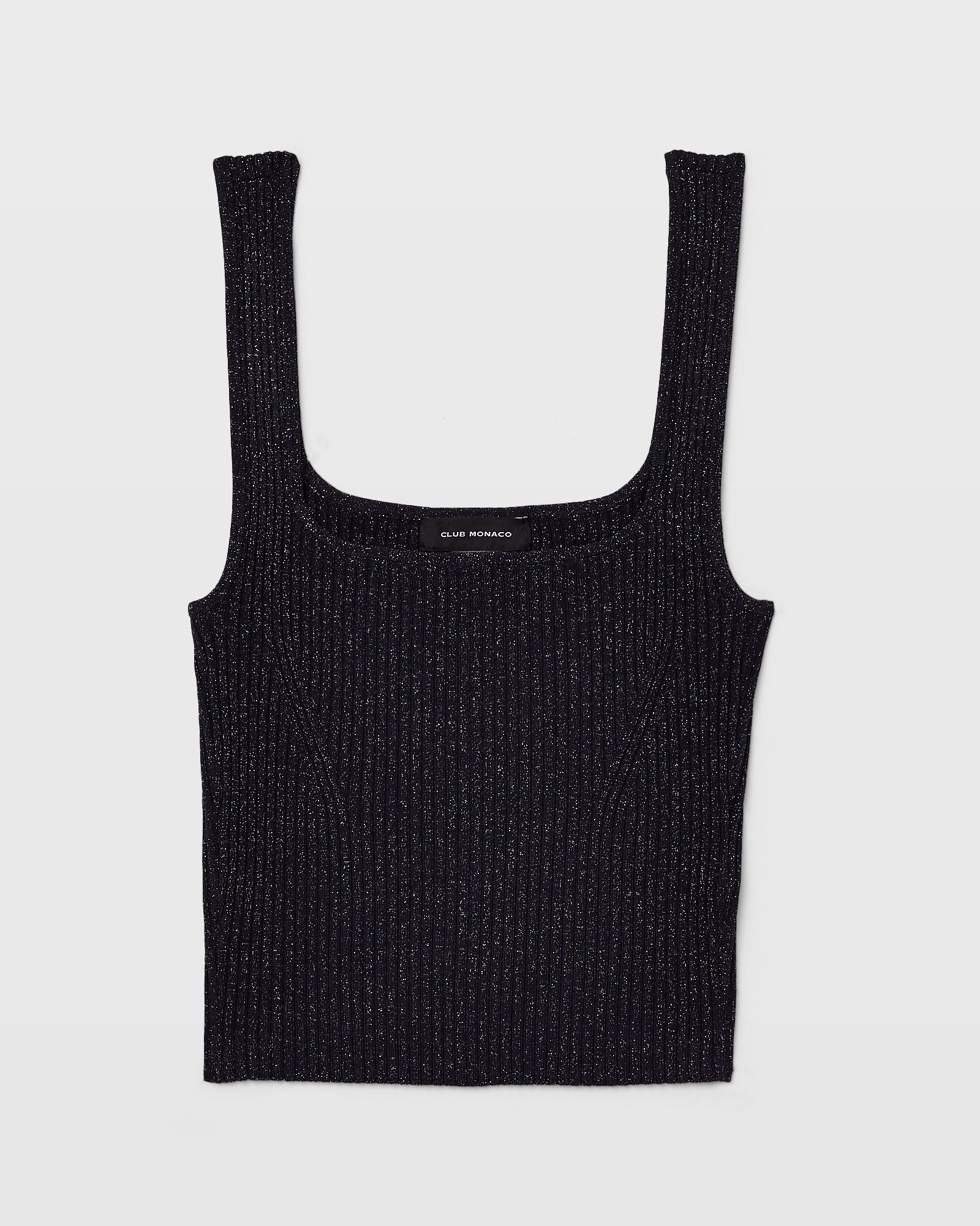 CLUB MONACO - Haut en tricot côtelé métallique - Marine