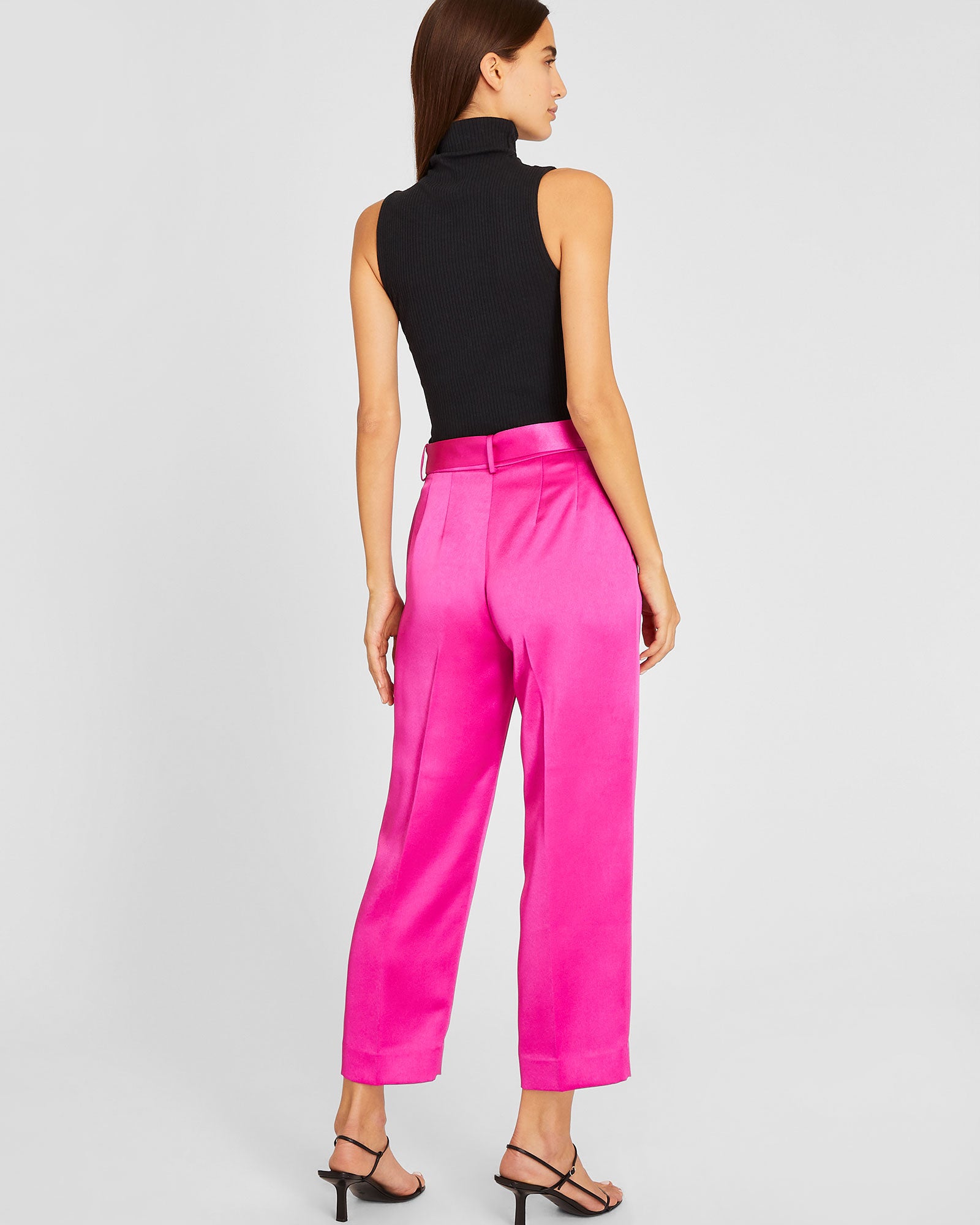 CLUB MONACO - Belted Slim Satin Trouser - Hot Pink