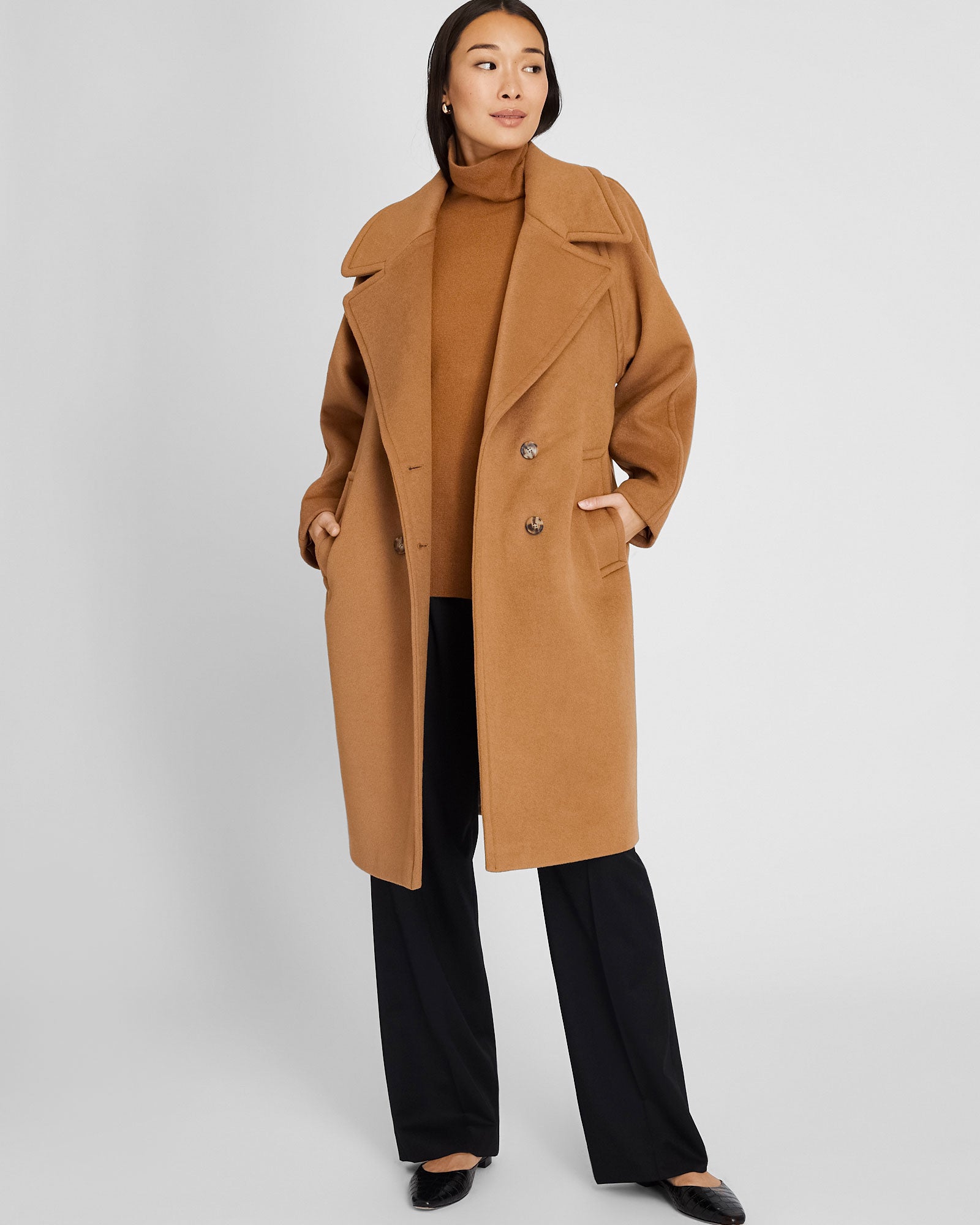 CLUB MONACO - Double-Breasted Relaxed Coat - Caramel