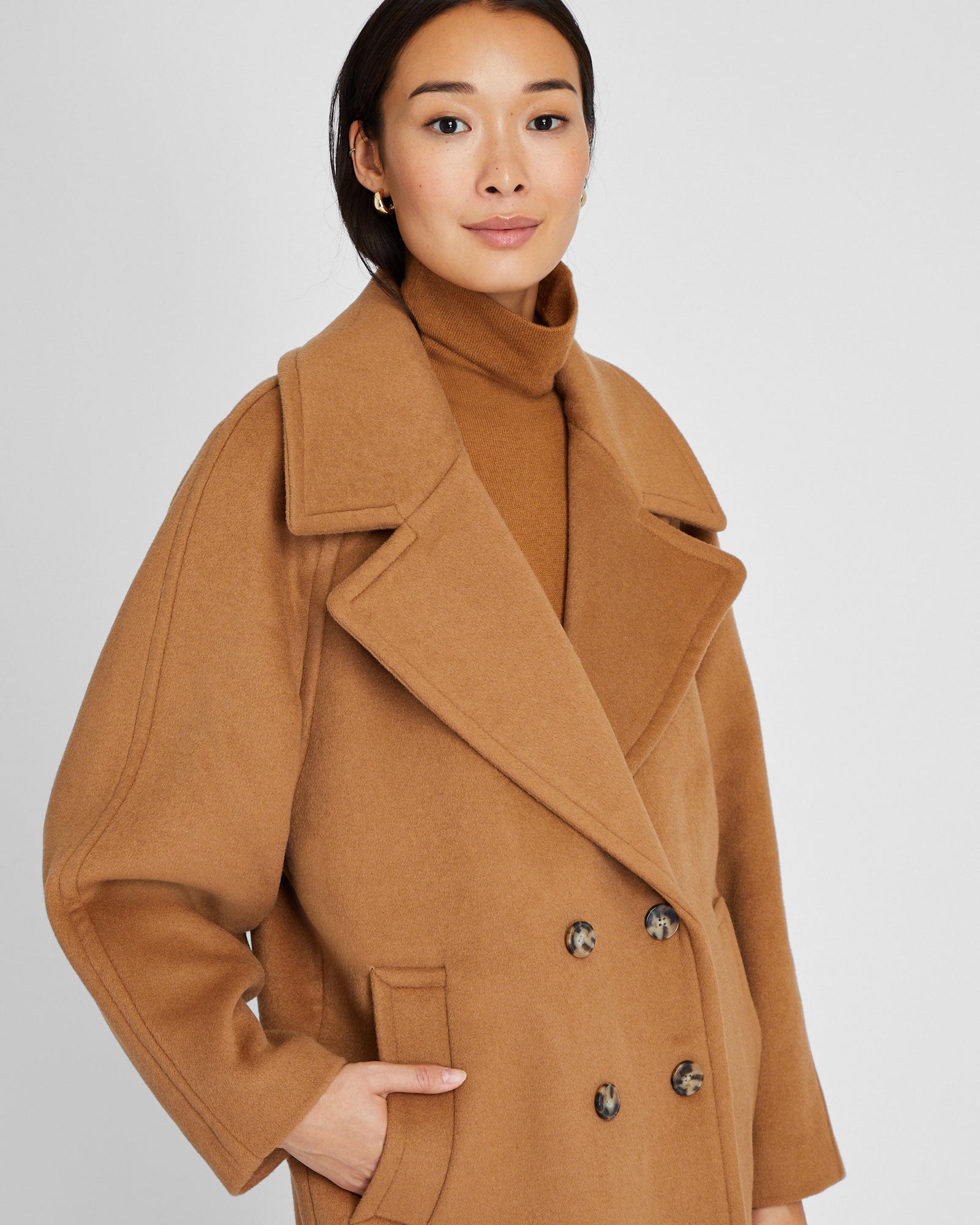 CLUB MONACO - Double-Breasted Relaxed Coat - Caramel
