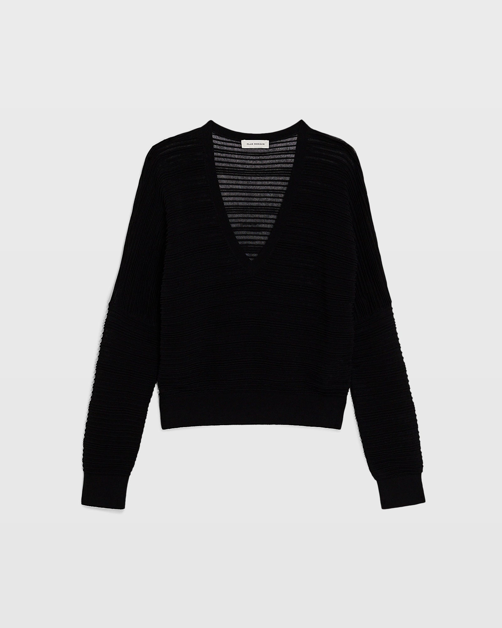 CLUB MONACO - Sheer Relaxed Ottoman Sweater - Black