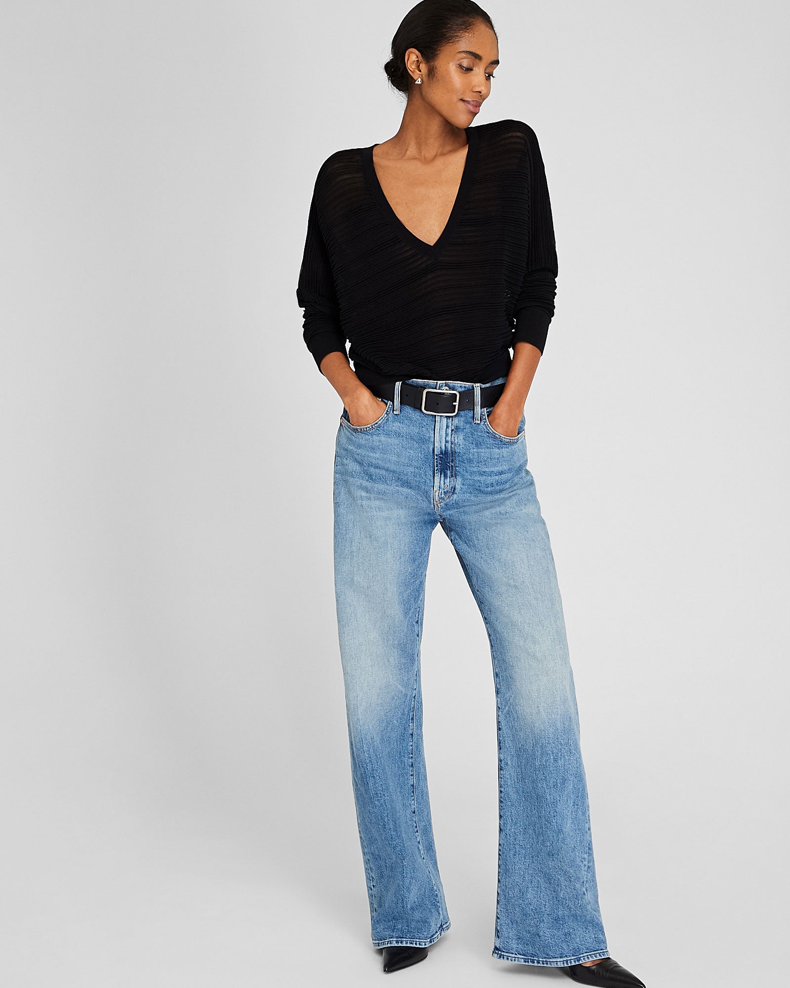 CLUB MONACO - Sheer Relaxed Ottoman Sweater - Black