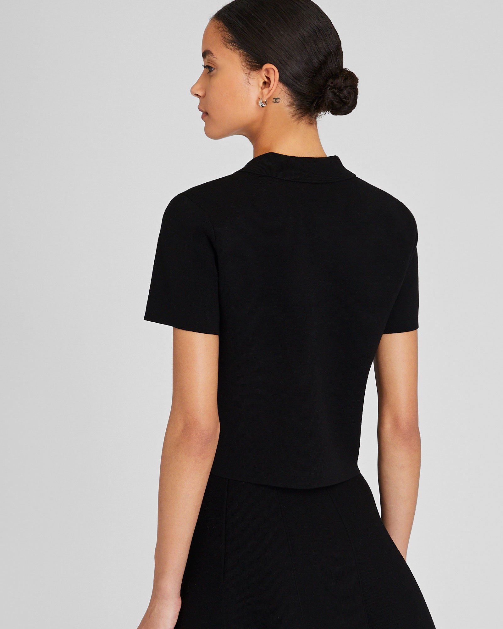 CLUB MONACO - Polo Collar Sweater Tee - Black