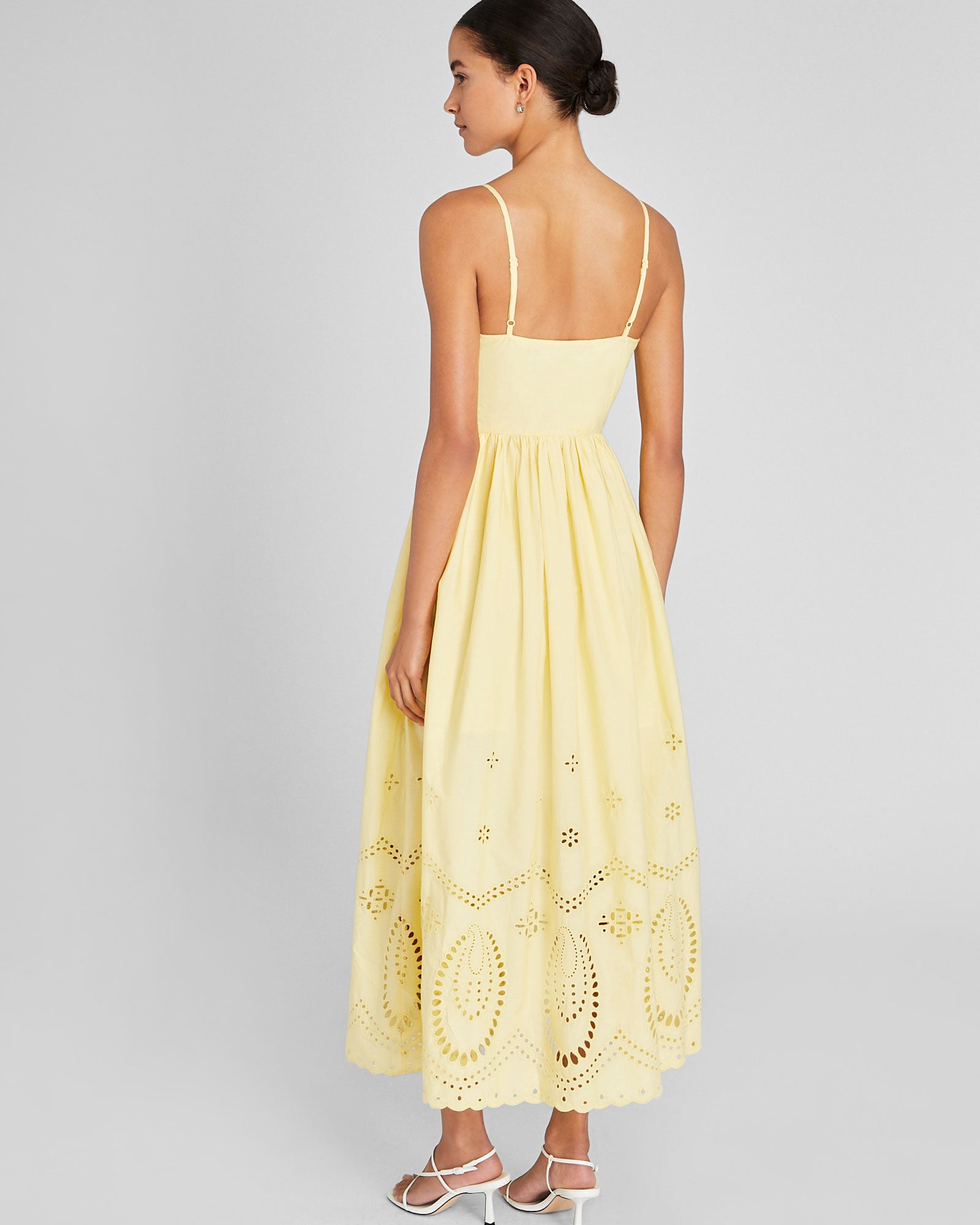 CLUB MONACO - Embroidered Eyelet Maxi Dress - Light Yellow